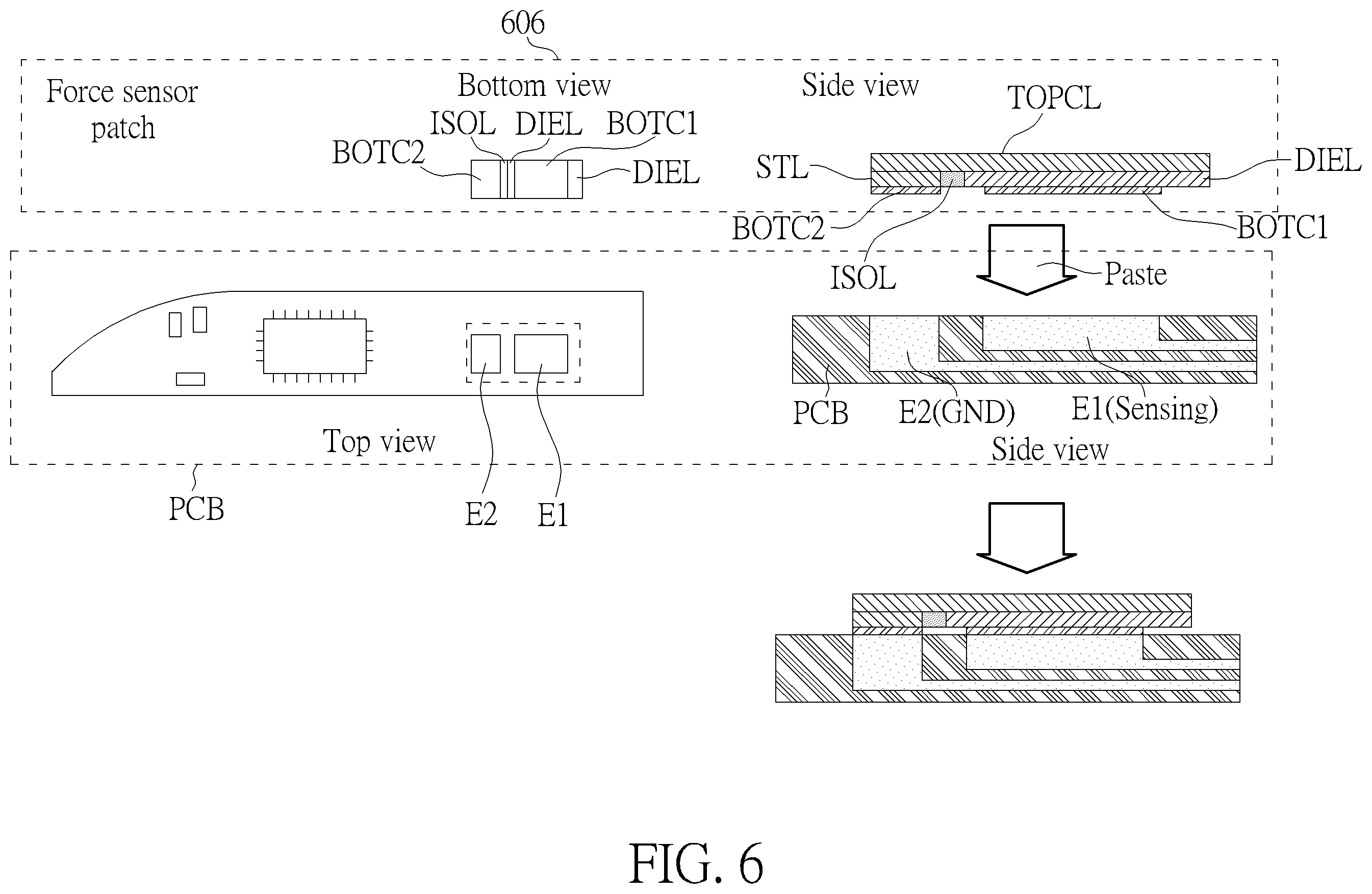 Patent US12339178 Figure 6 – Mechanism for assembling force sensor patch into earphone device