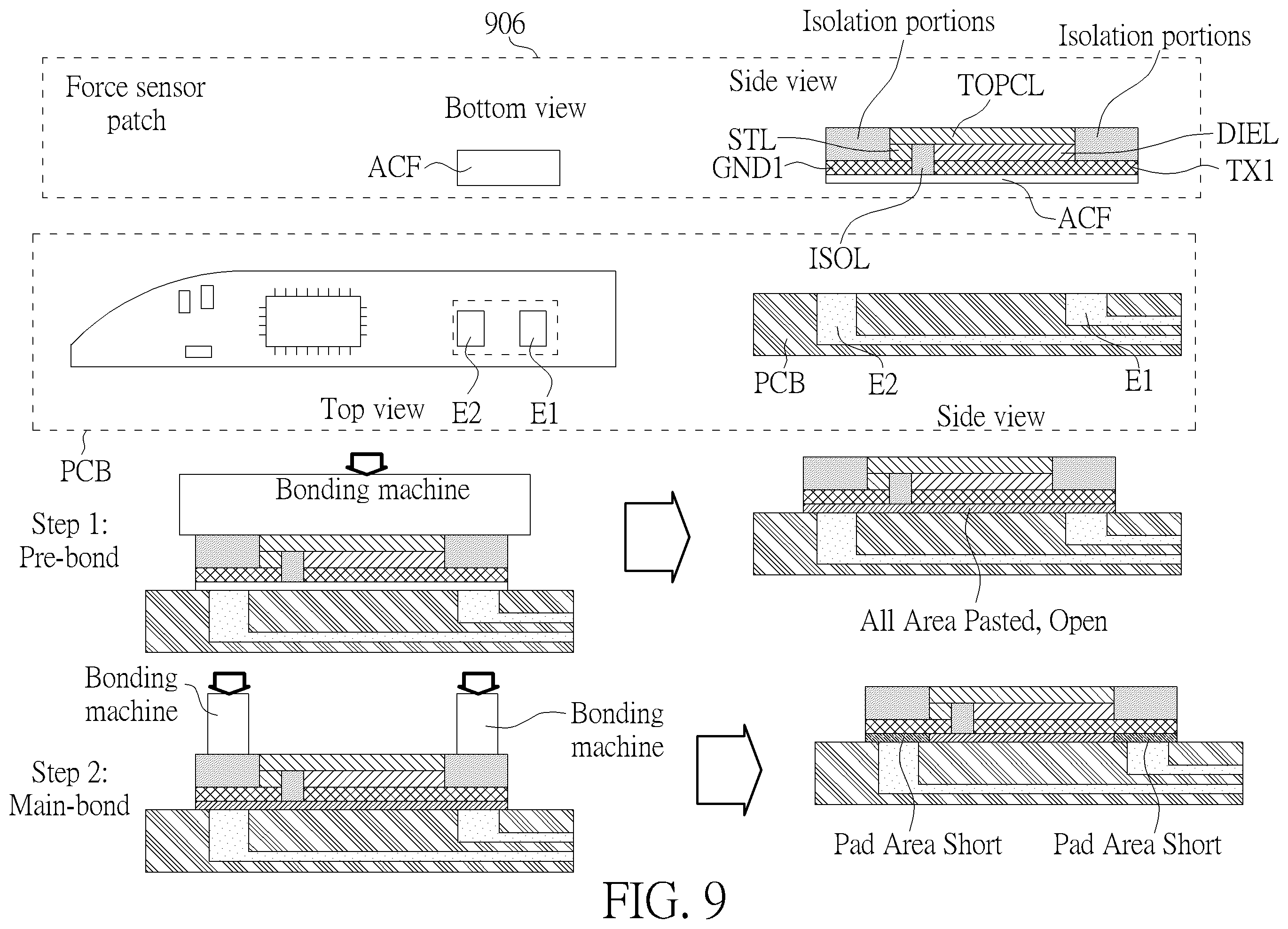 Patent US12339178 Figure 9 – Mechanism for assembling force sensor patch into earphone device