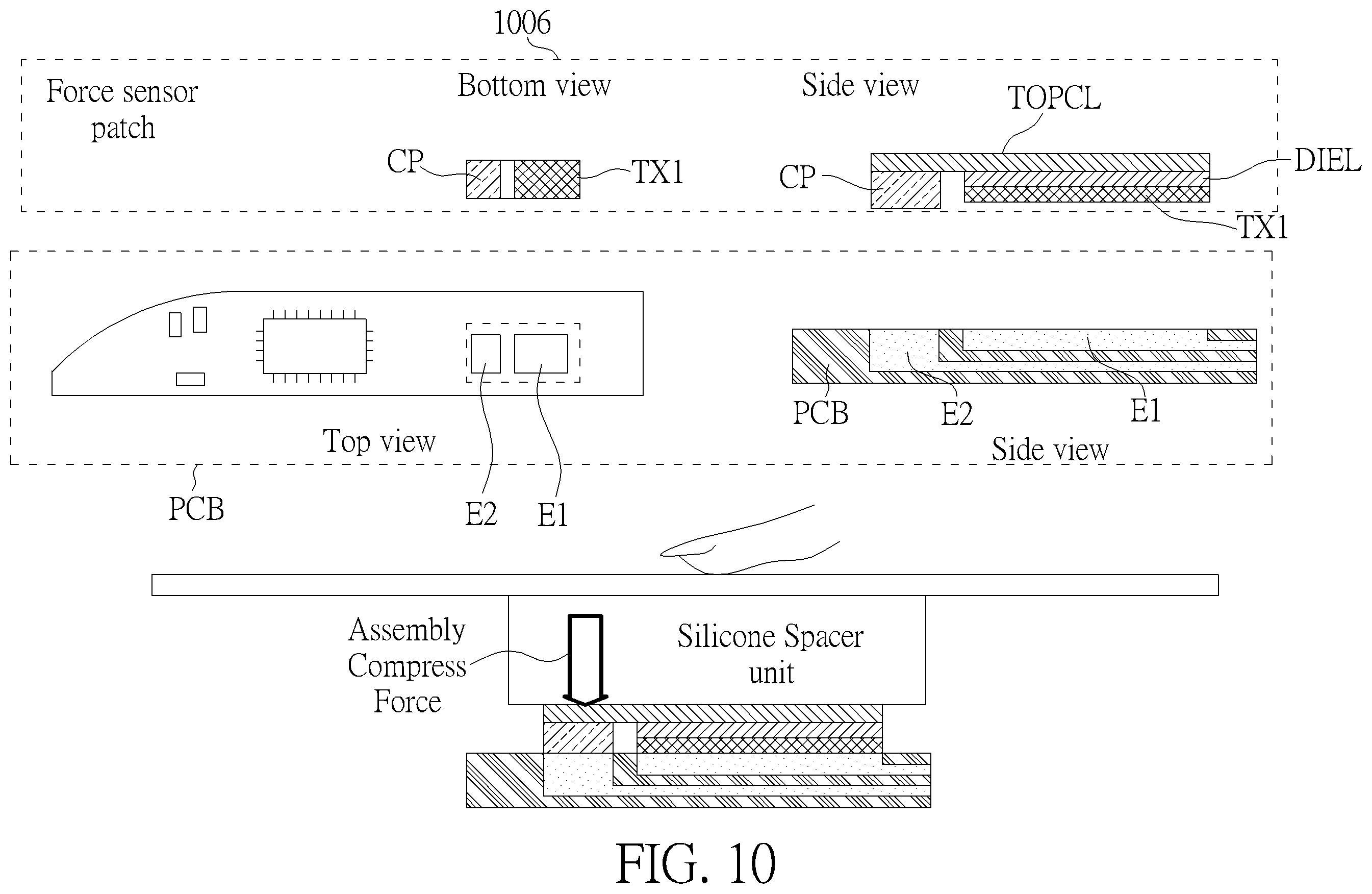 Patent US12339178 Figure 10 – Mechanism for assembling force sensor patch into earphone device