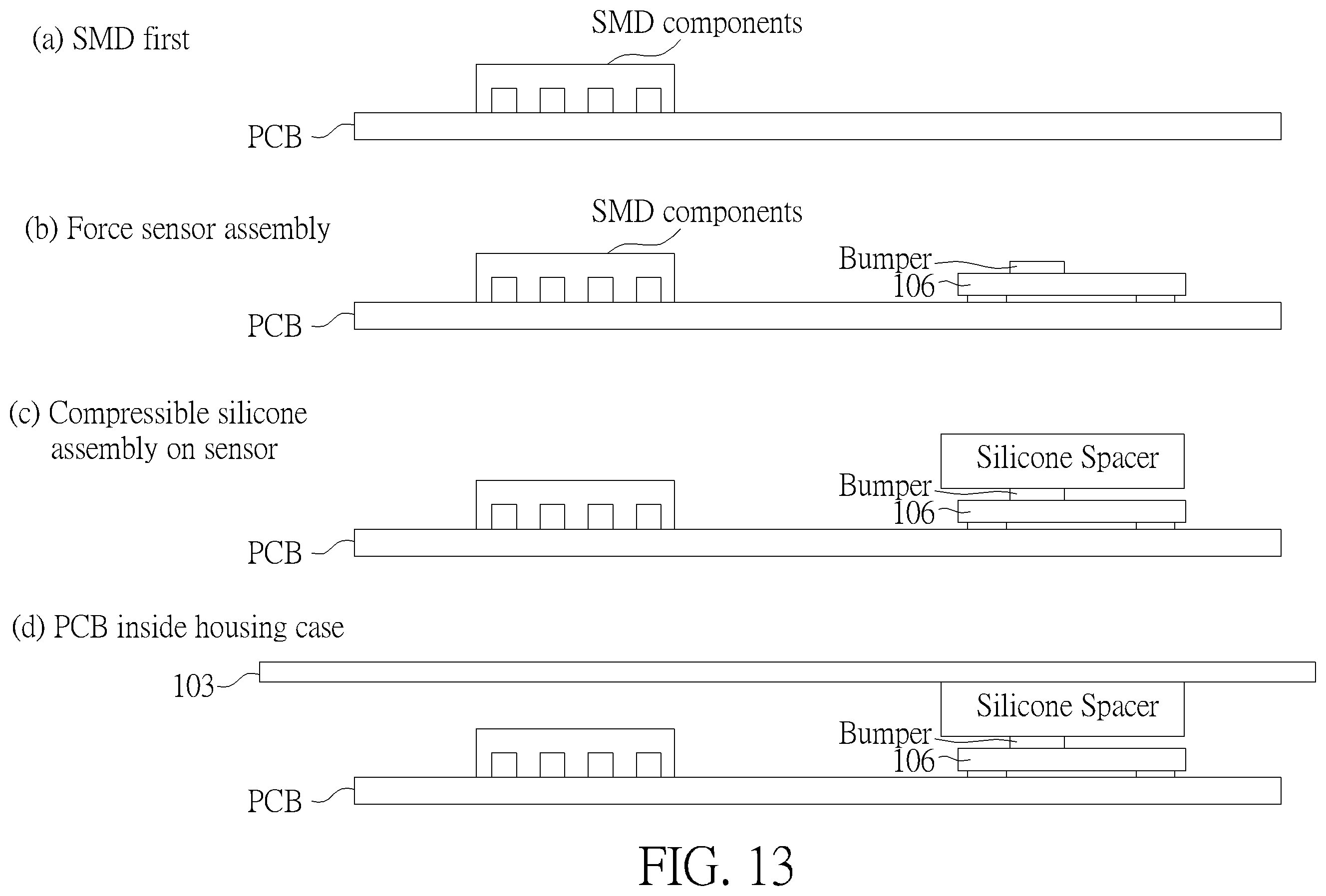 Patent US12339178 Figure 13 – Mechanism for assembling force sensor patch into earphone device