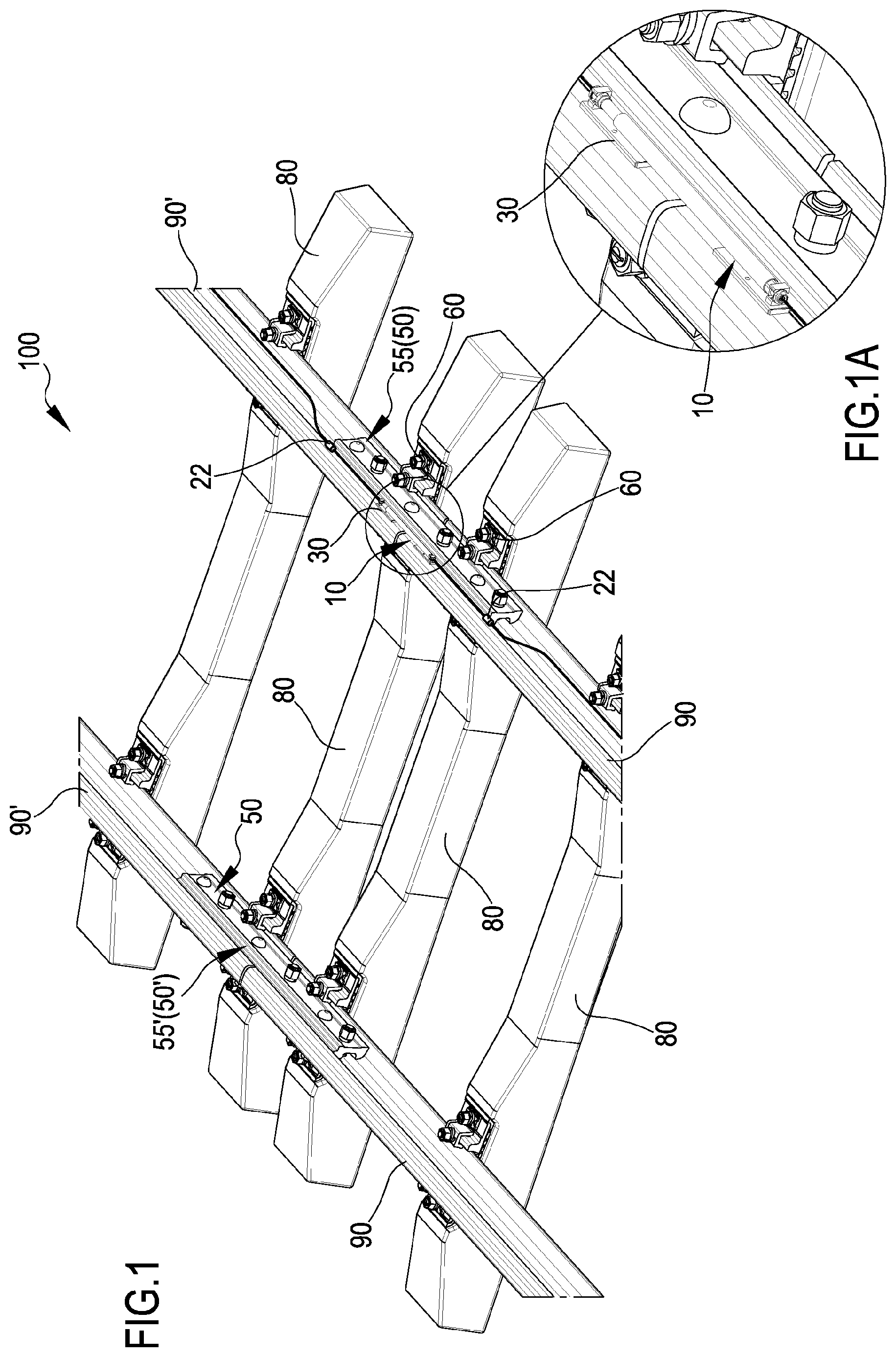 Patent US12339182 Figure 1 – Apparatus for monitoring mechanical joints of railway rails