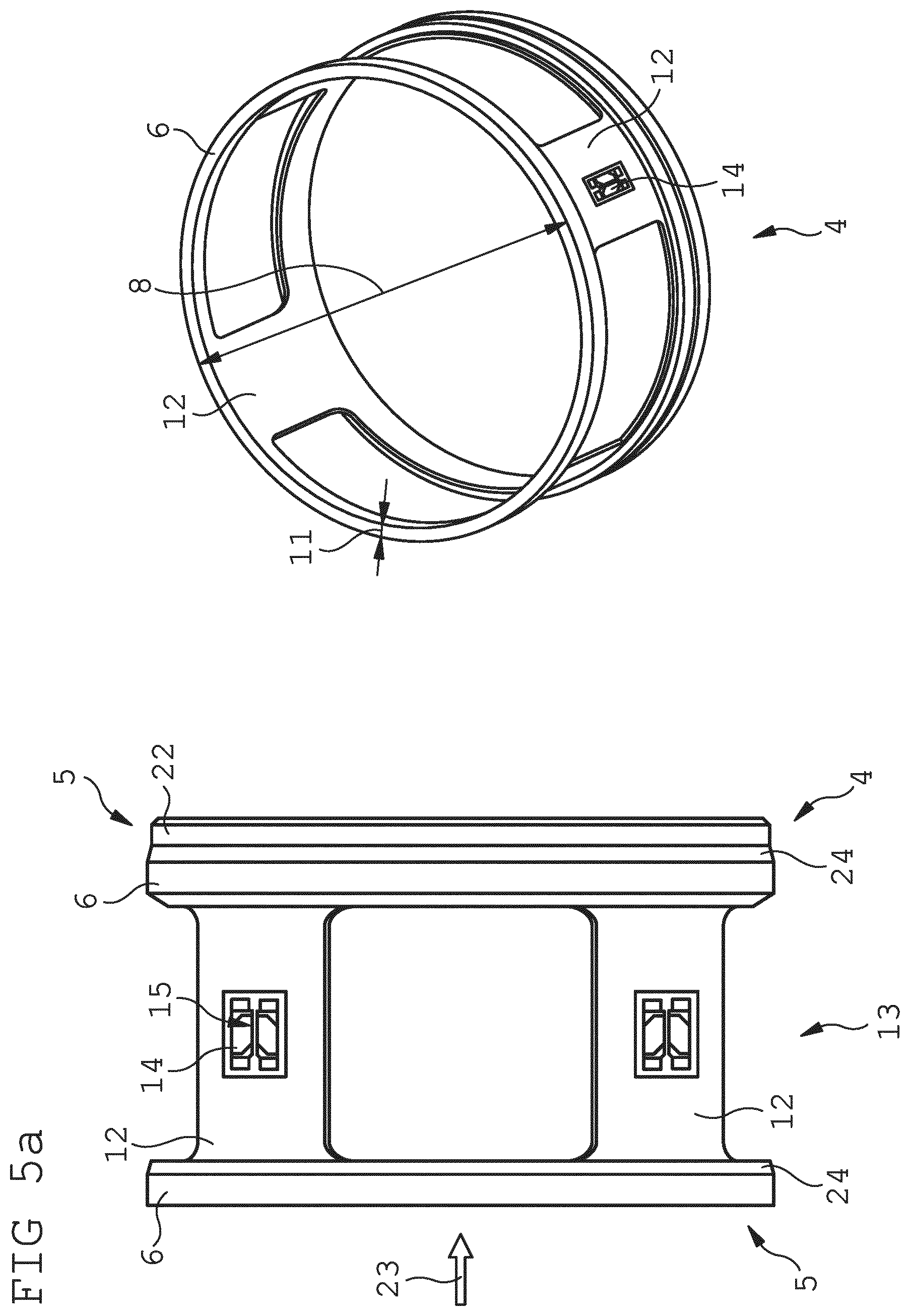 Patent US12339186 Figure 4 – Measuring device for arranging in a cylindrical interior section of a hollow body