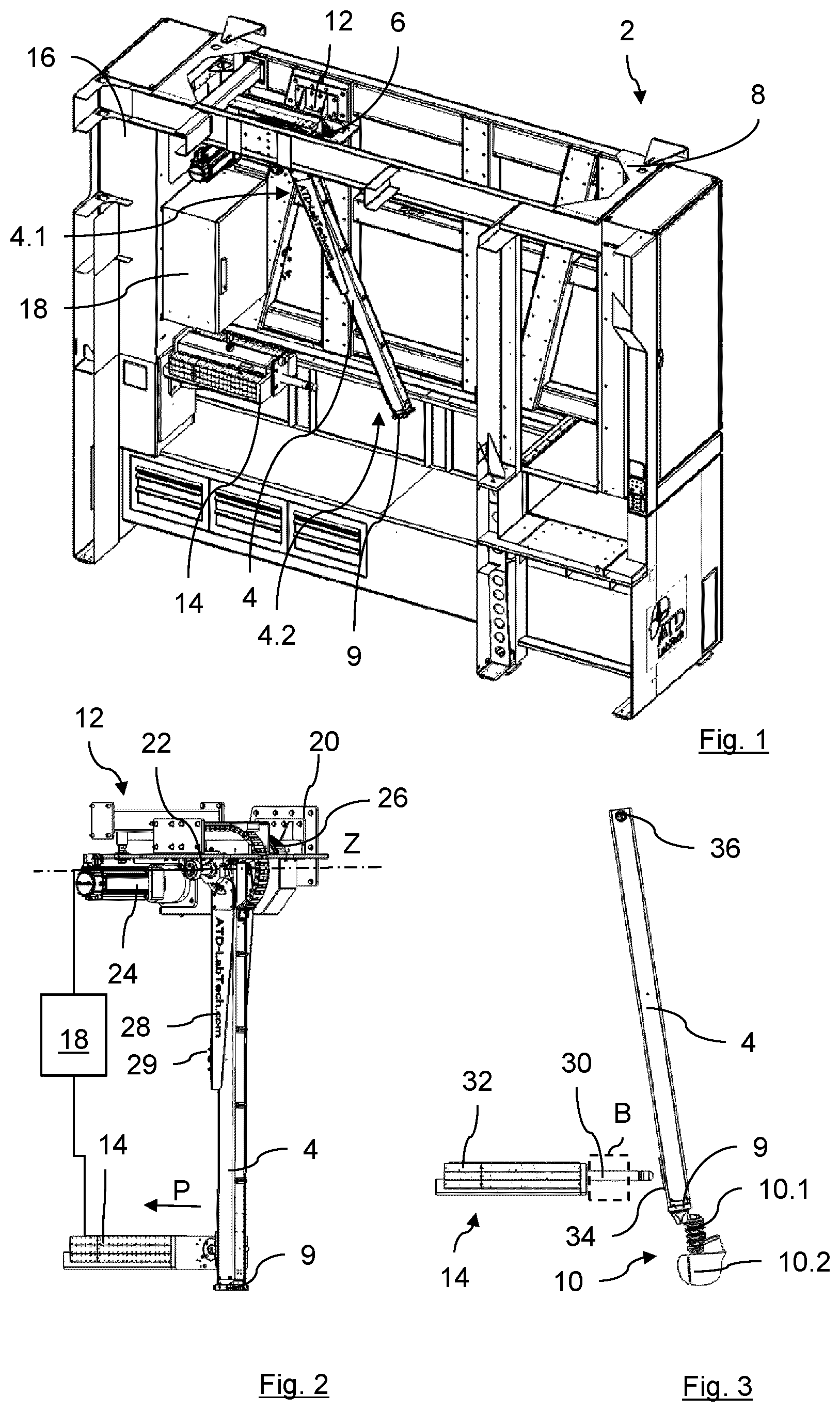 Patent US12339198 Figure 1 – Test pendulum arrangement for performing neck certifications and method for operating a test pendulum arrangement