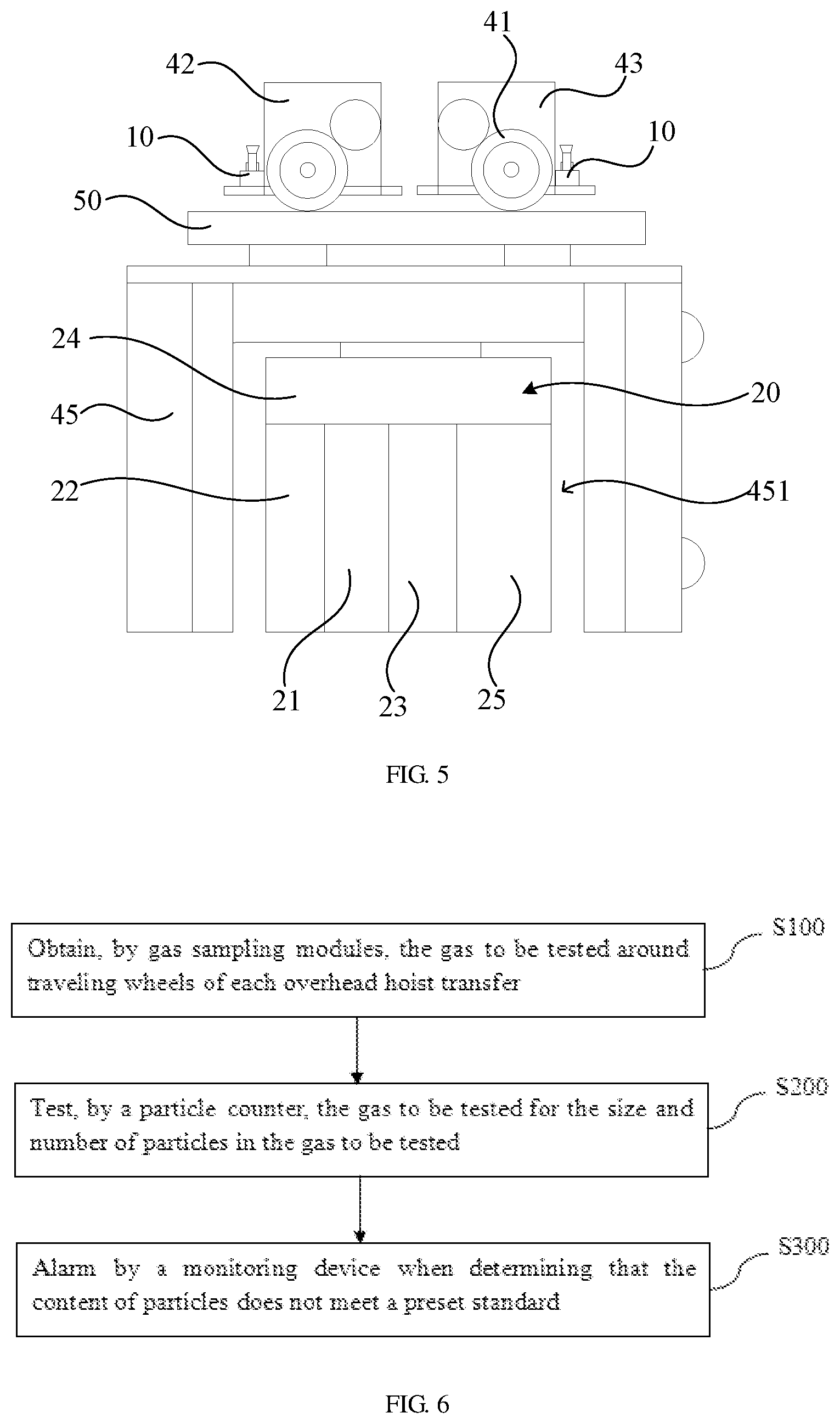 Patent US12339208 Figure 4 – Material handling system and monitoring system and monitoring method for particles in traveling area of overhead hoist transfers