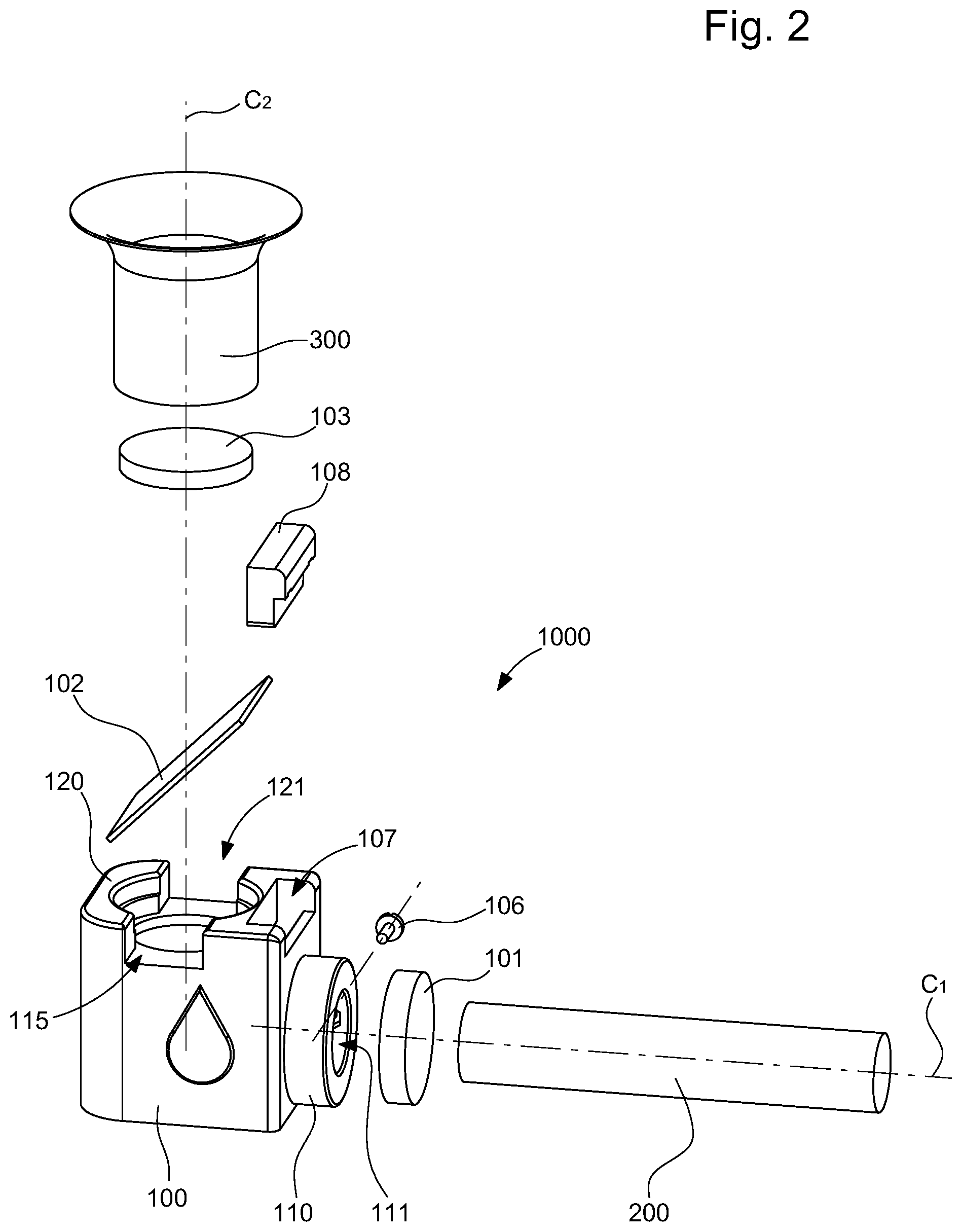 Patent US12339230 Figure 2 – Portable modular unit for inspecting in a timepiece the presence of a lubricating agent or of an epilame