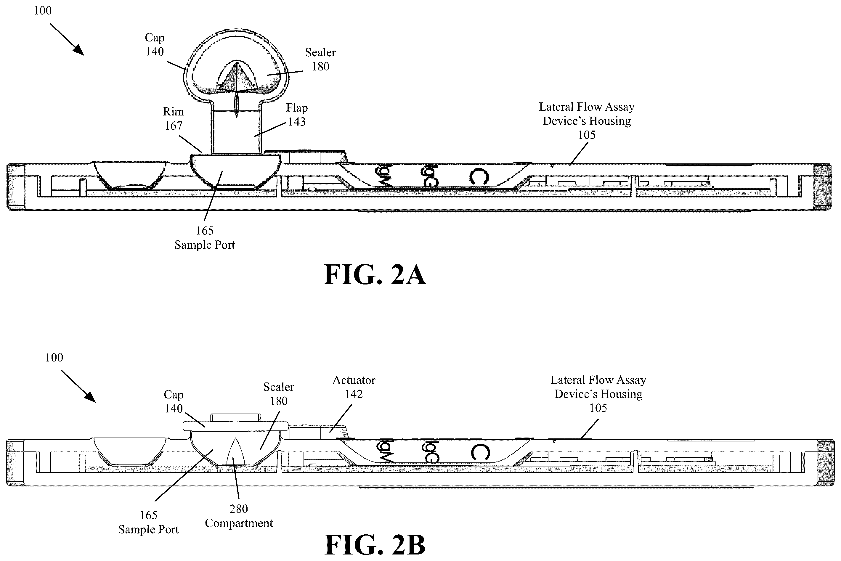 Patent US12339278 Figure 3 – Lateral flow assay housing with integrated sample and buffer solution delivery and measurement