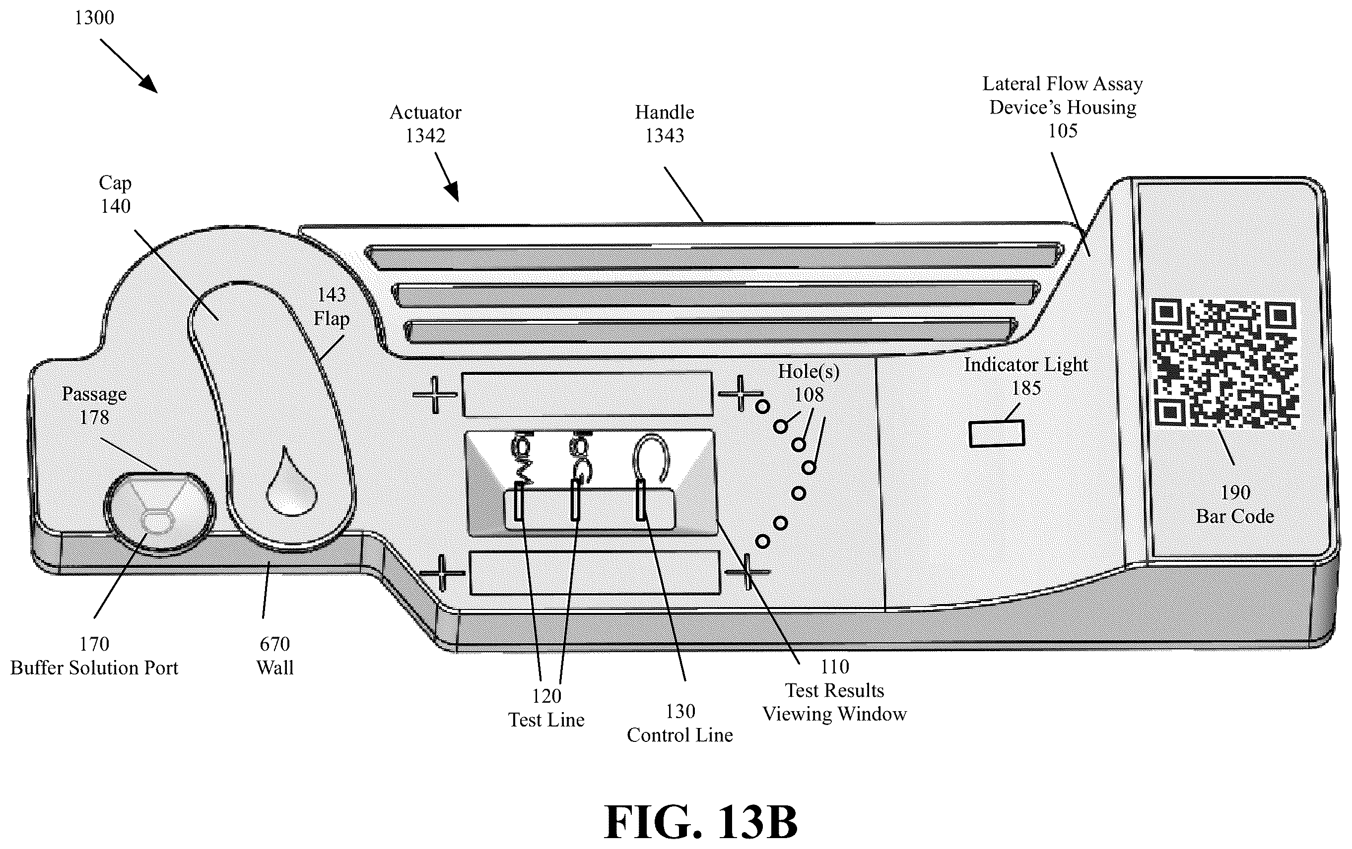 Patent US12339278 Figure 15 – Lateral flow assay housing with integrated sample and buffer solution delivery and measurement