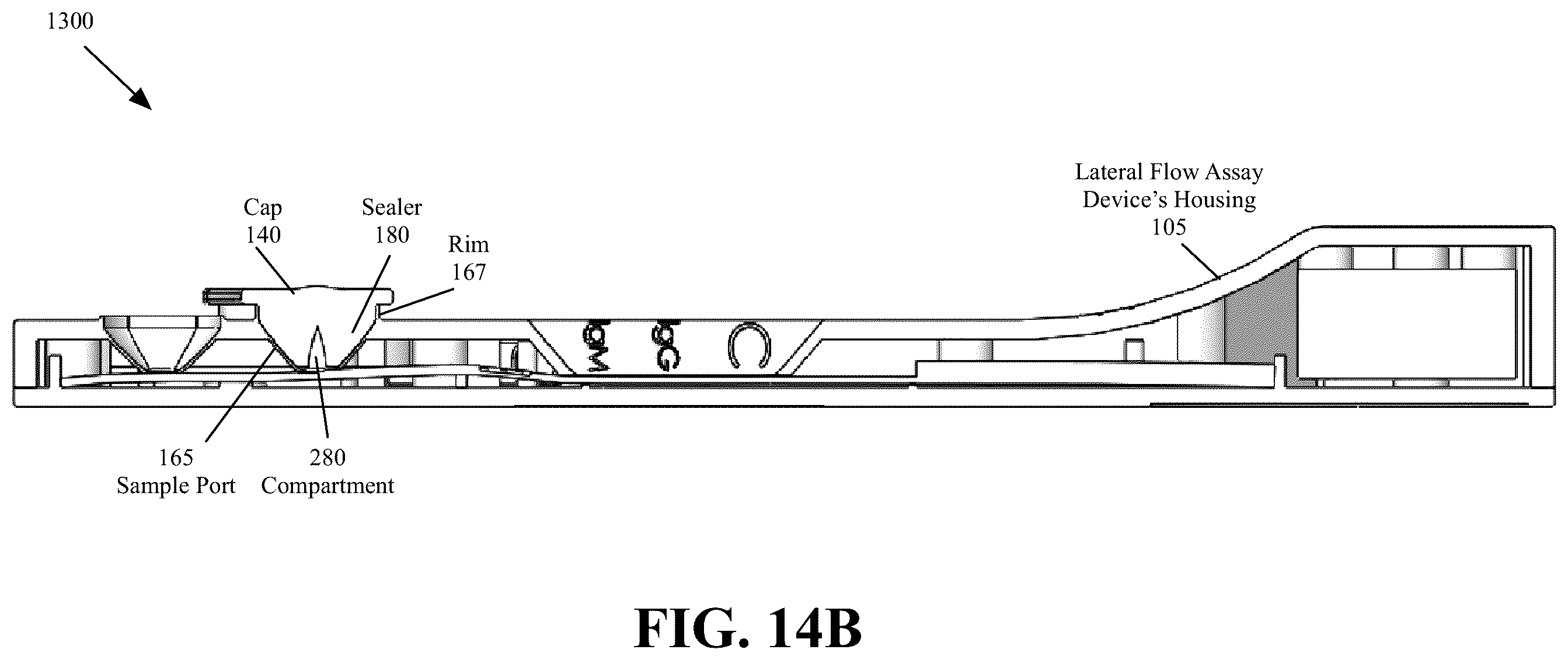 Patent US12339278 Figure 17 – Lateral flow assay housing with integrated sample and buffer solution delivery and measurement