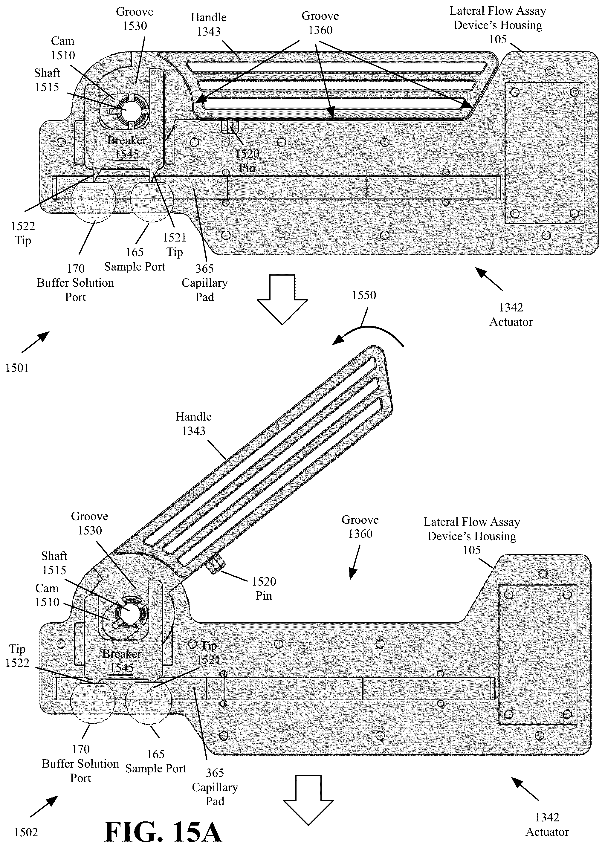 Patent US12339278 Figure 18 – Lateral flow assay housing with integrated sample and buffer solution delivery and measurement