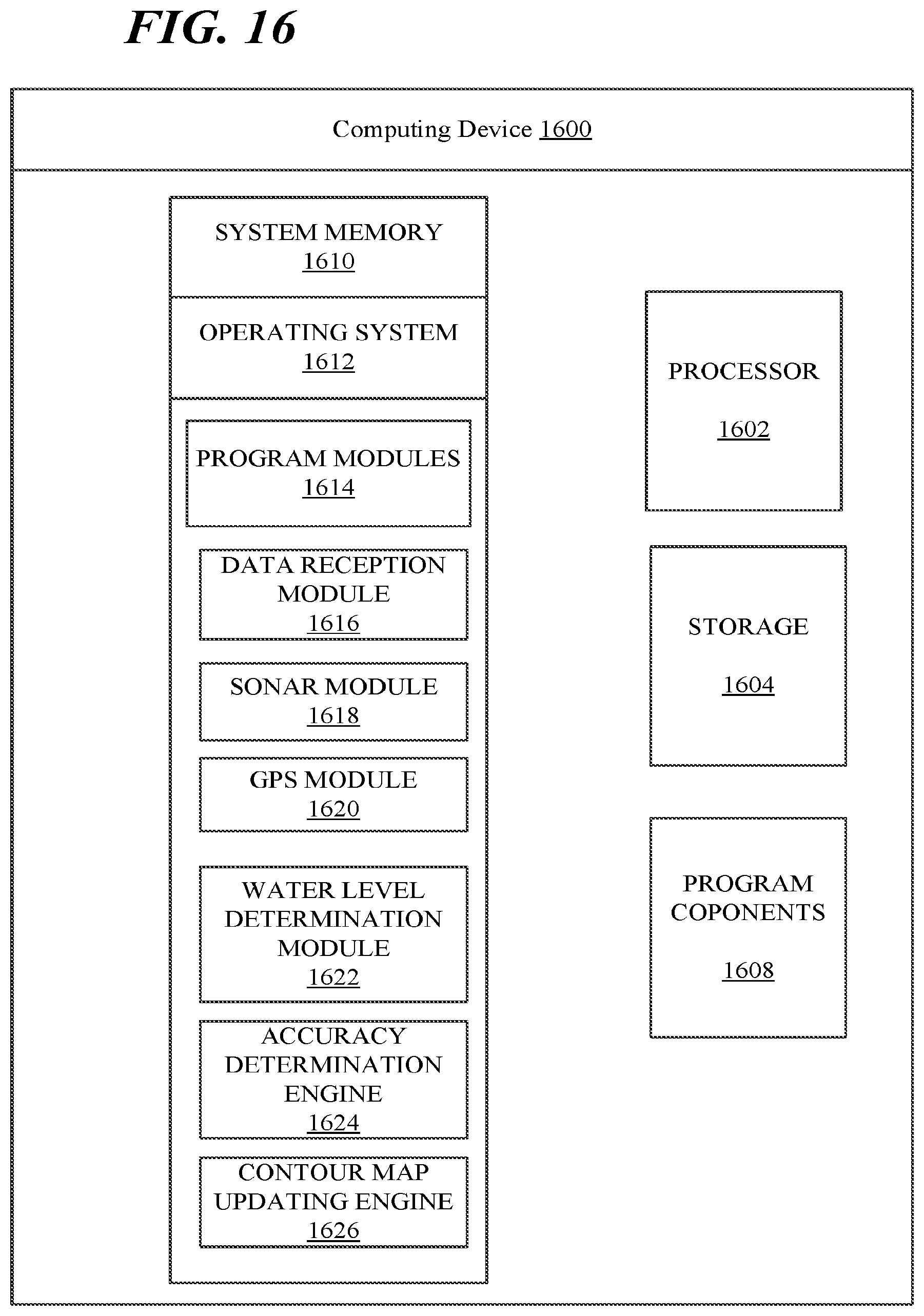 Patent US12339357 Figure 16 – Updating contour maps for bodies of water