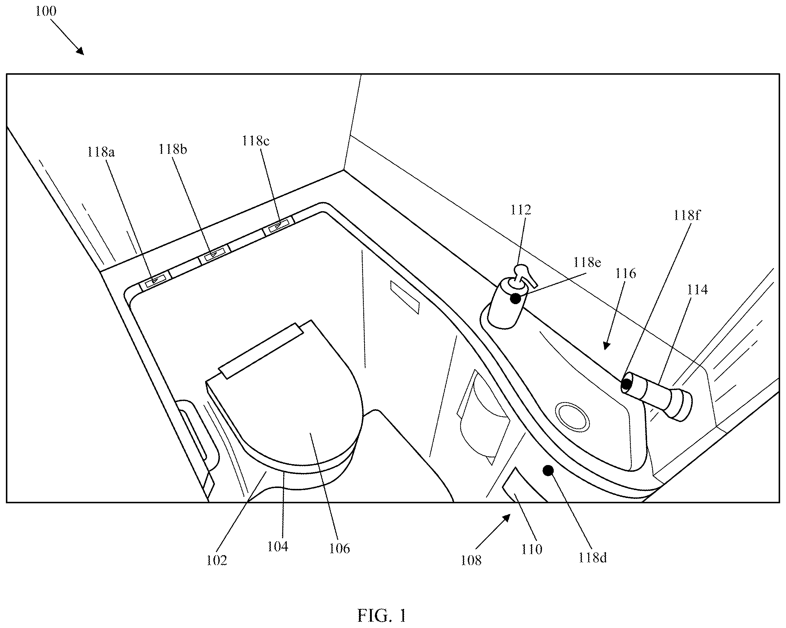 Patent US12339417 Figure 1 – Inadvertent operations in touchless lavatory