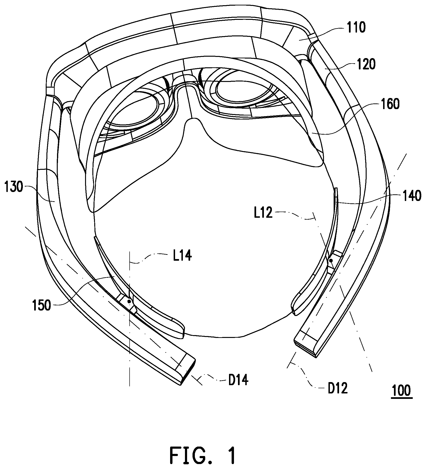 Patent US12339449 Figure 1 – Head mounted device