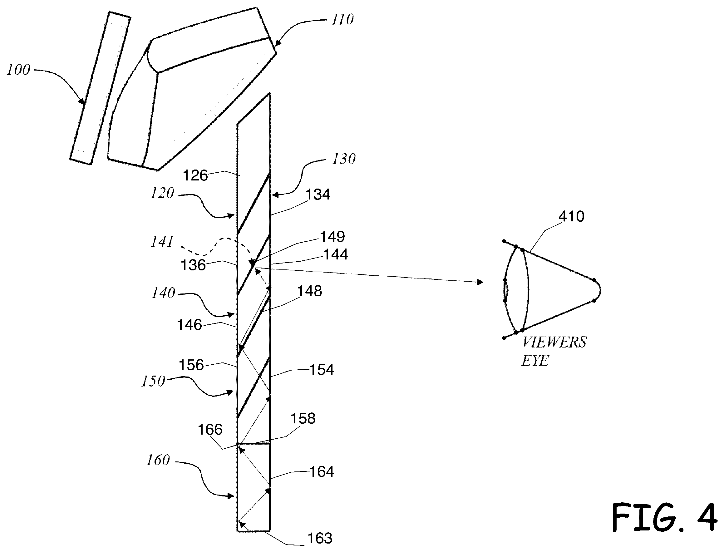 Patent US12339488 Figure 4 – Wide field of view (FOV) display system for augmented reality (AR) and smart glasses