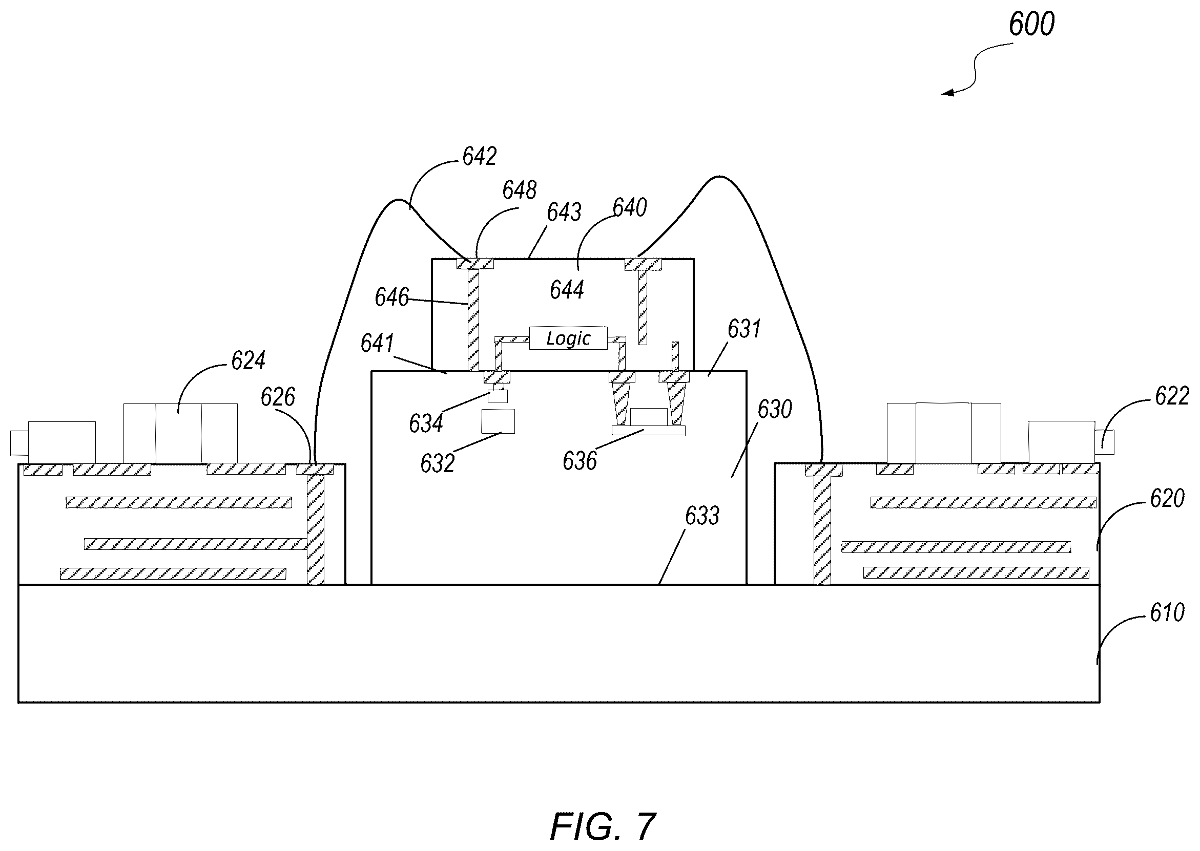 Patent US12339491 Figure 7 – Multi-chip photonic quantum computer assembly with optical backplane interposer