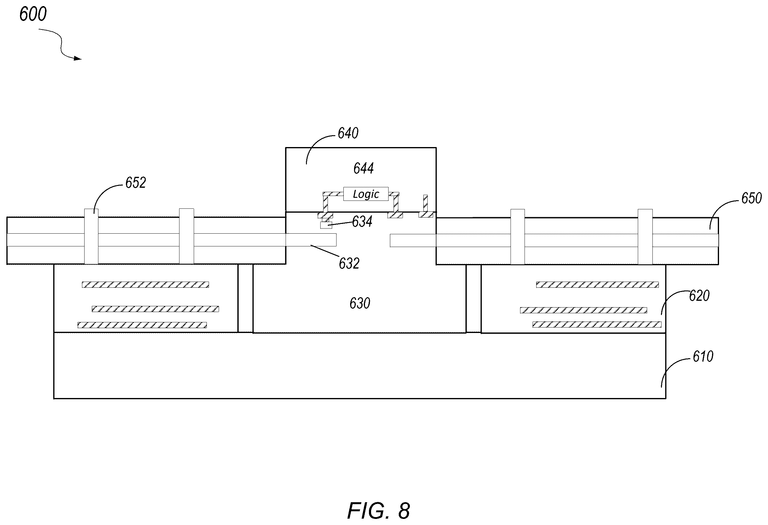 Patent US12339491 Figure 8 – Multi-chip photonic quantum computer assembly with optical backplane interposer