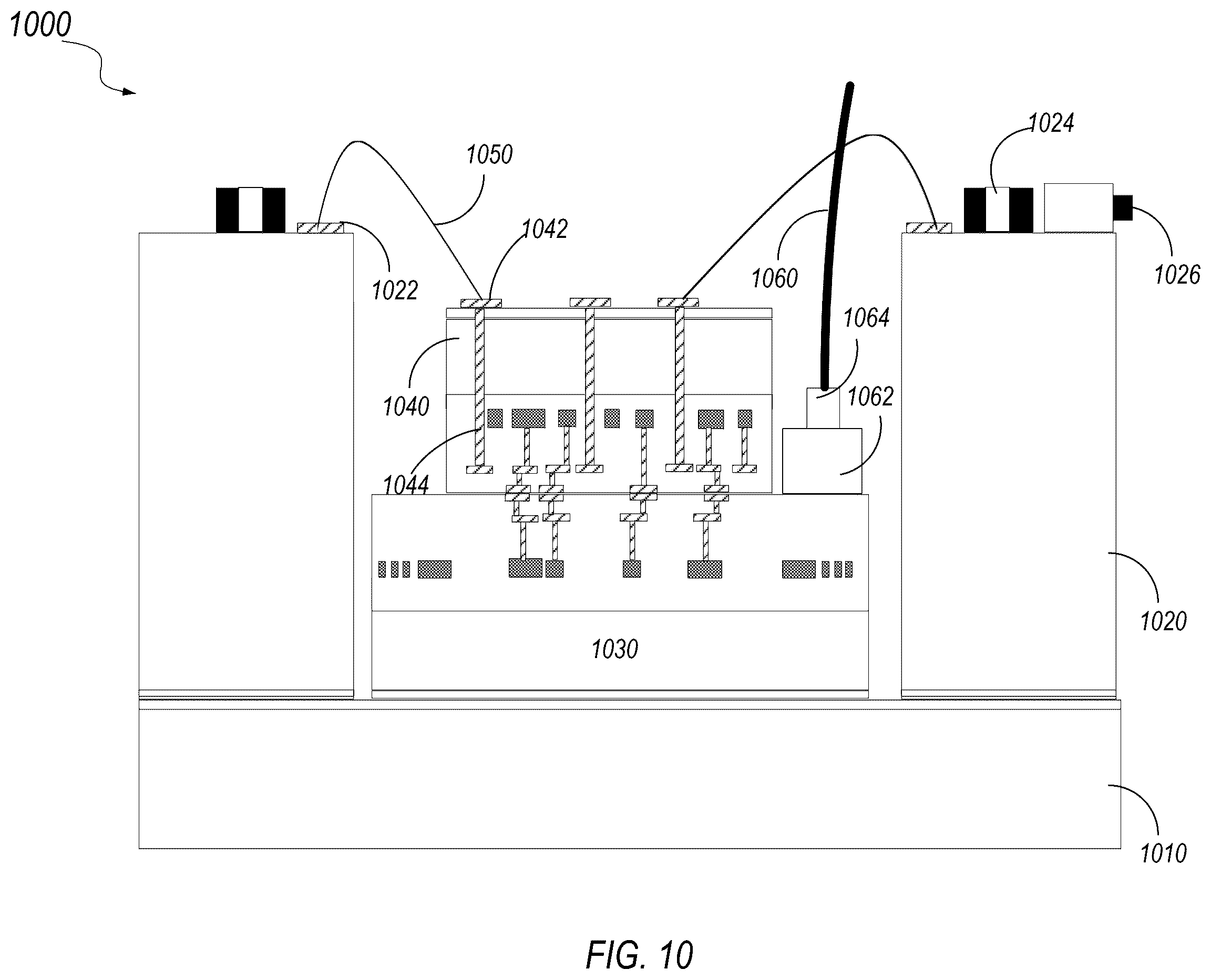 Patent US12339491 Figure 10 – Multi-chip photonic quantum computer assembly with optical backplane interposer