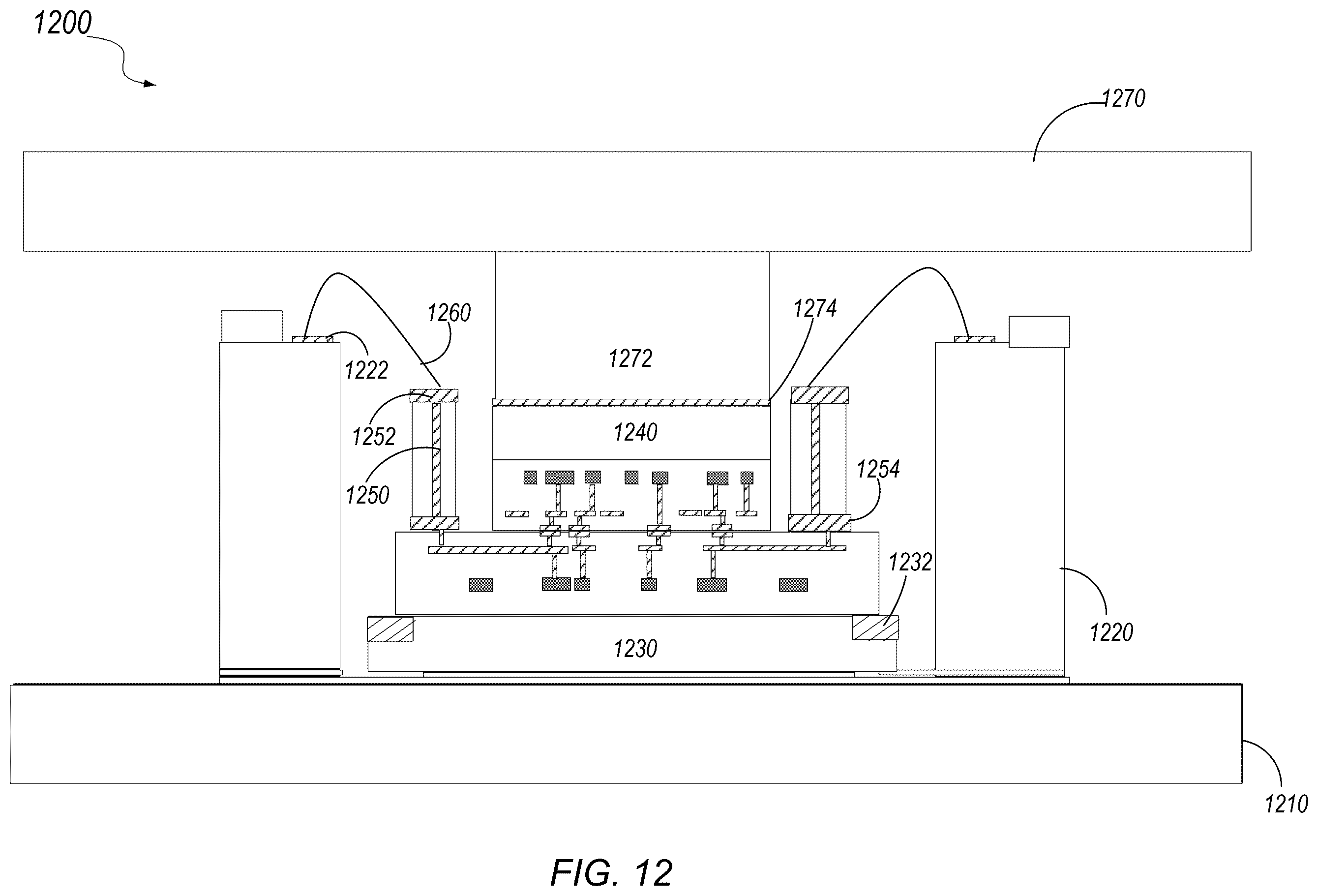 Patent US12339491 Figure 12 – Multi-chip photonic quantum computer assembly with optical backplane interposer