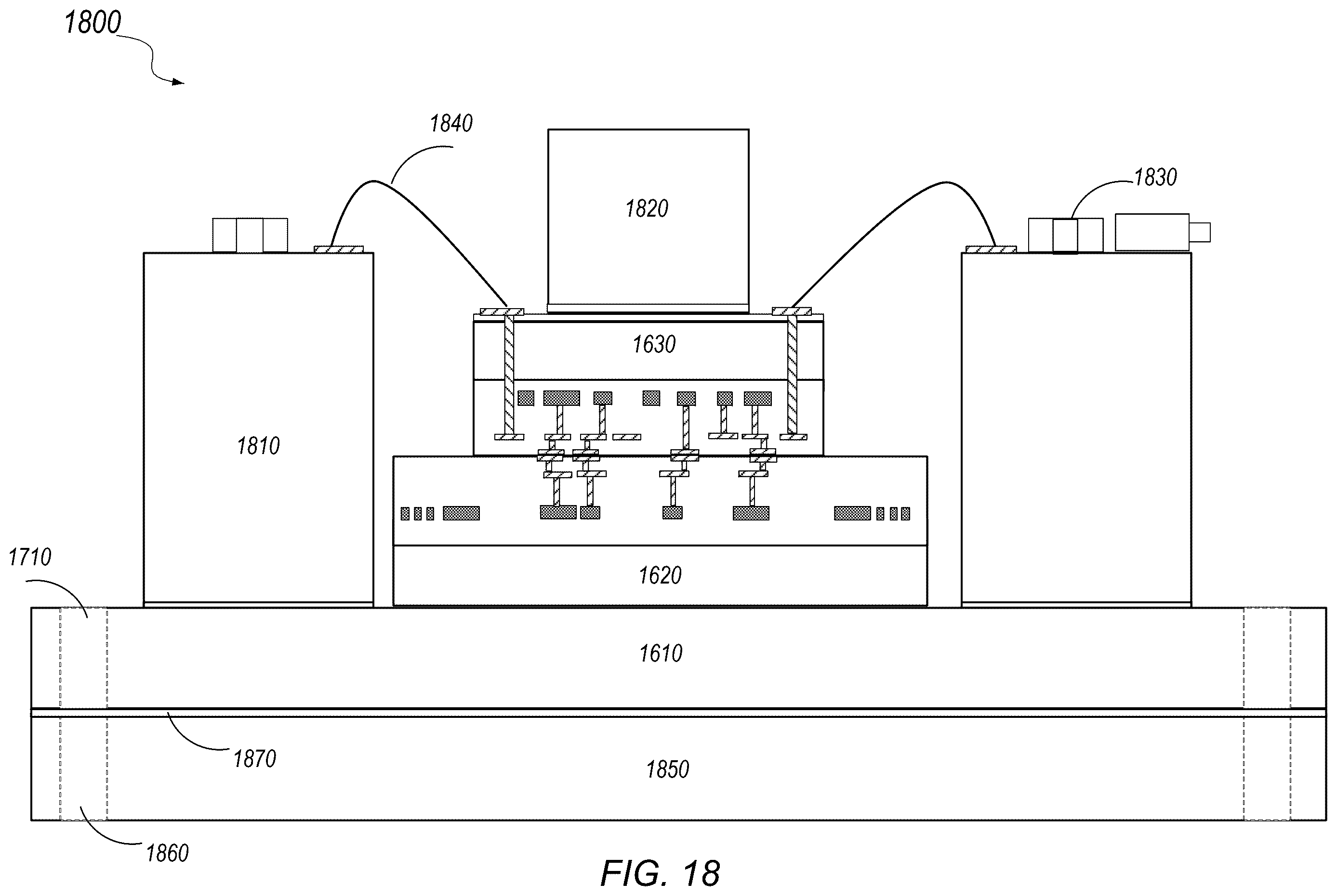 Patent US12339491 Figure 18 – Multi-chip photonic quantum computer assembly with optical backplane interposer