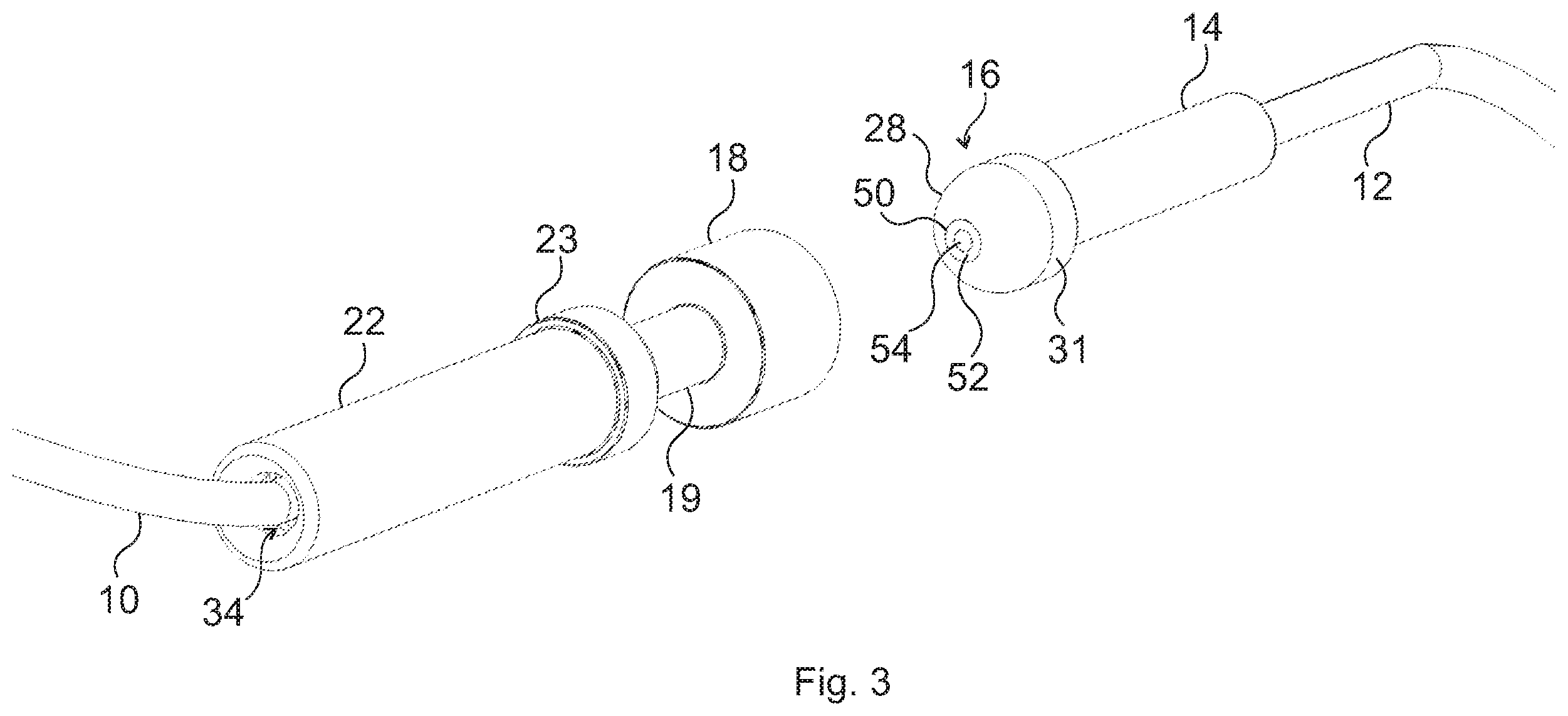 Patent US12339500 Figure 3 – Connector structure for connecting optical conduits, crimping device and push-out device therefor, and light blocking element for a connector part