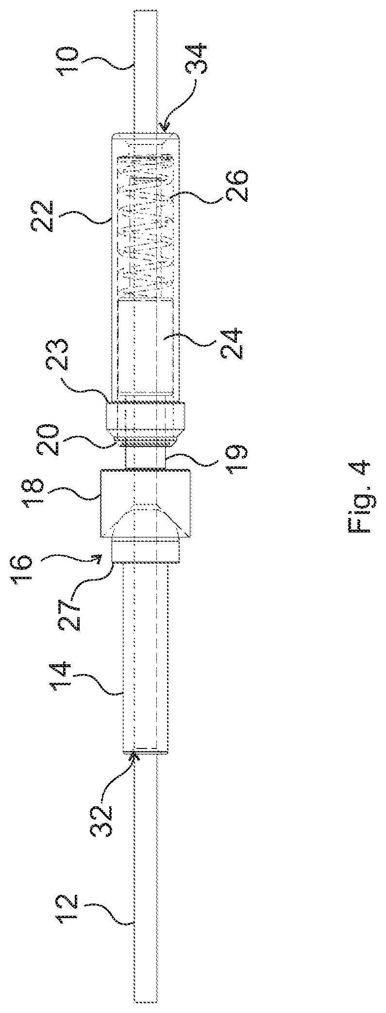 Patent US12339500 Figure 4 – Connector structure for connecting optical conduits, crimping device and push-out device therefor, and light blocking element for a connector part