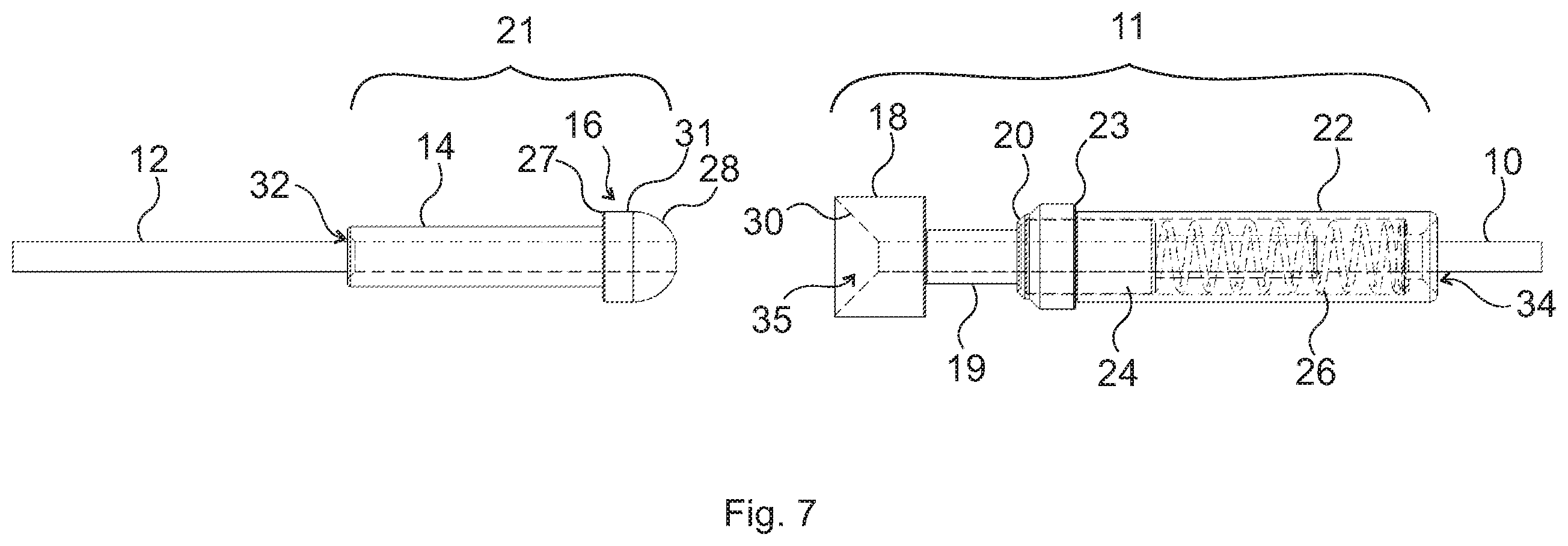 Patent US12339500 Figure 6 – Connector structure for connecting optical conduits, crimping device and push-out device therefor, and light blocking element for a connector part