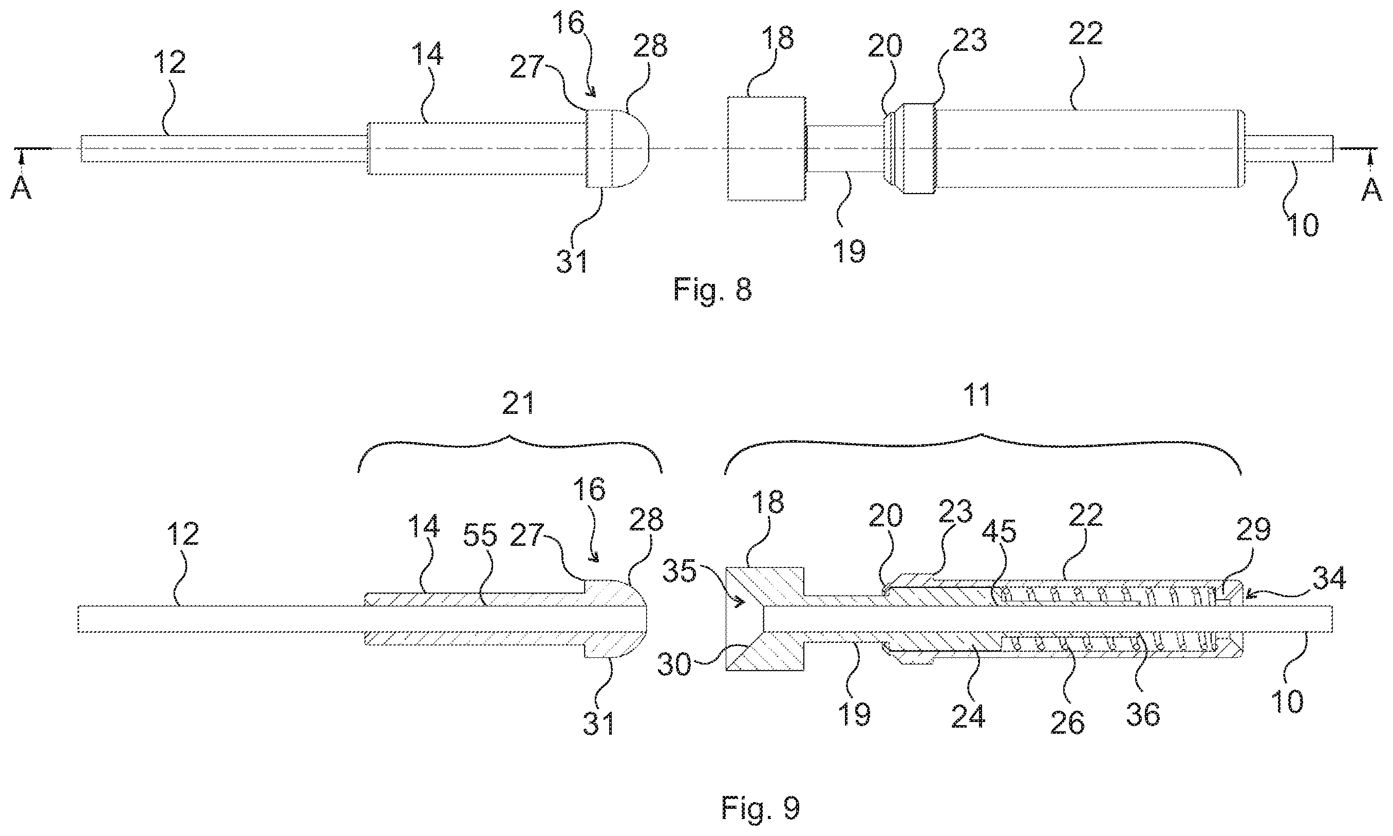 Patent US12339500 Figure 7 – Connector structure for connecting optical conduits, crimping device and push-out device therefor, and light blocking element for a connector part