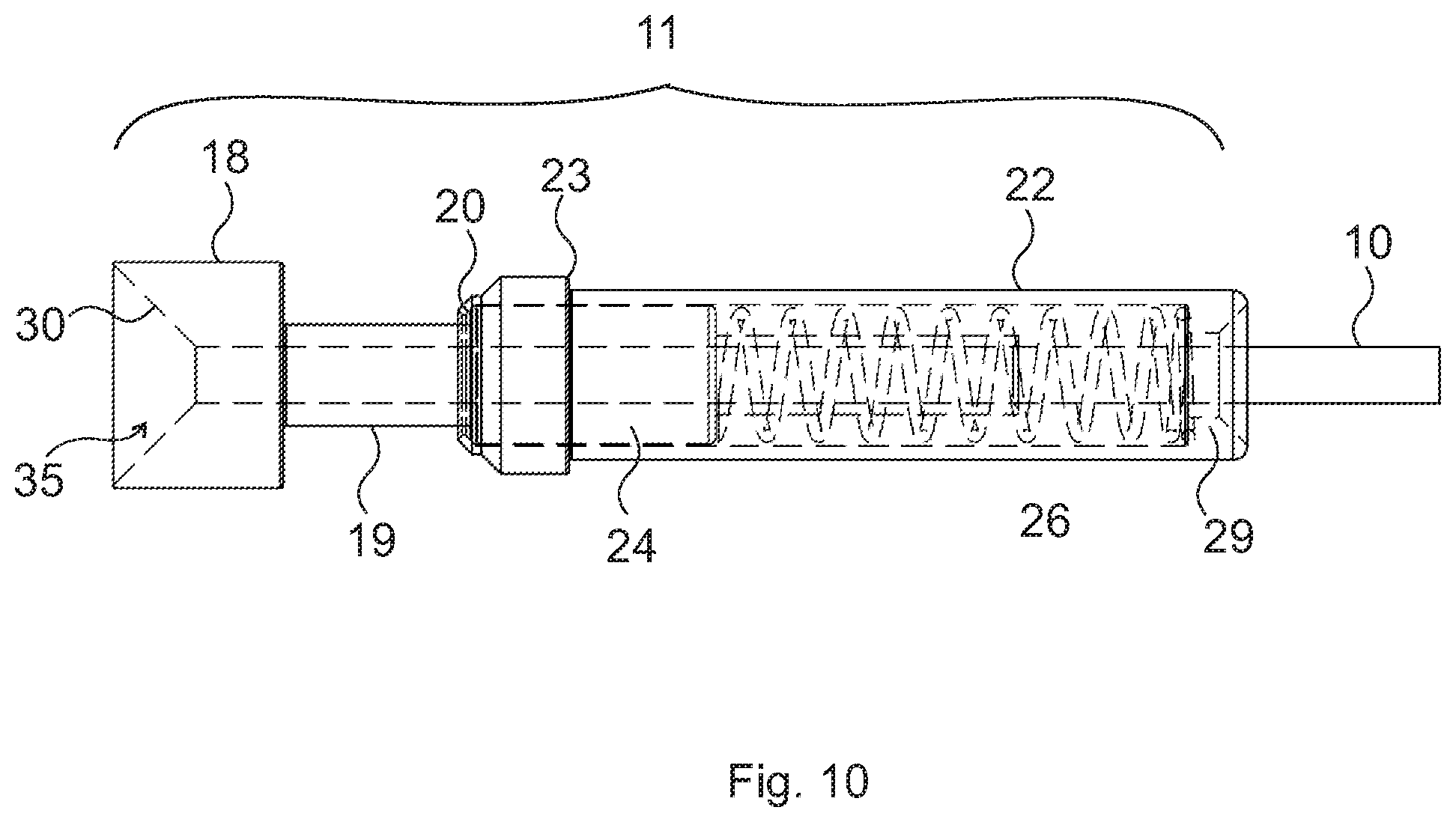 Patent US12339500 Figure 8 – Connector structure for connecting optical conduits, crimping device and push-out device therefor, and light blocking element for a connector part