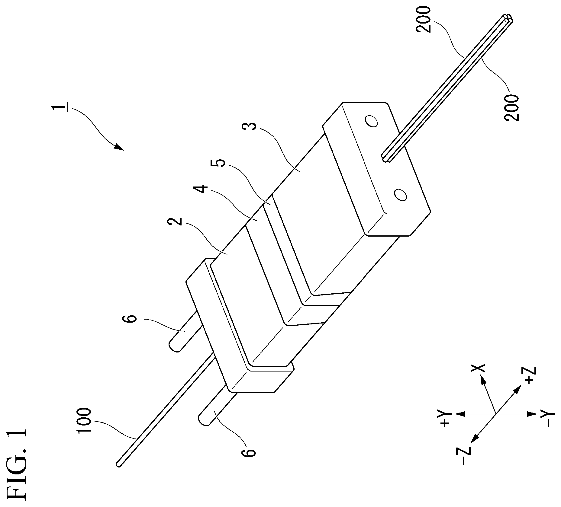 Patent US12339501 Figure 1 – Optical connection component and connector assembly