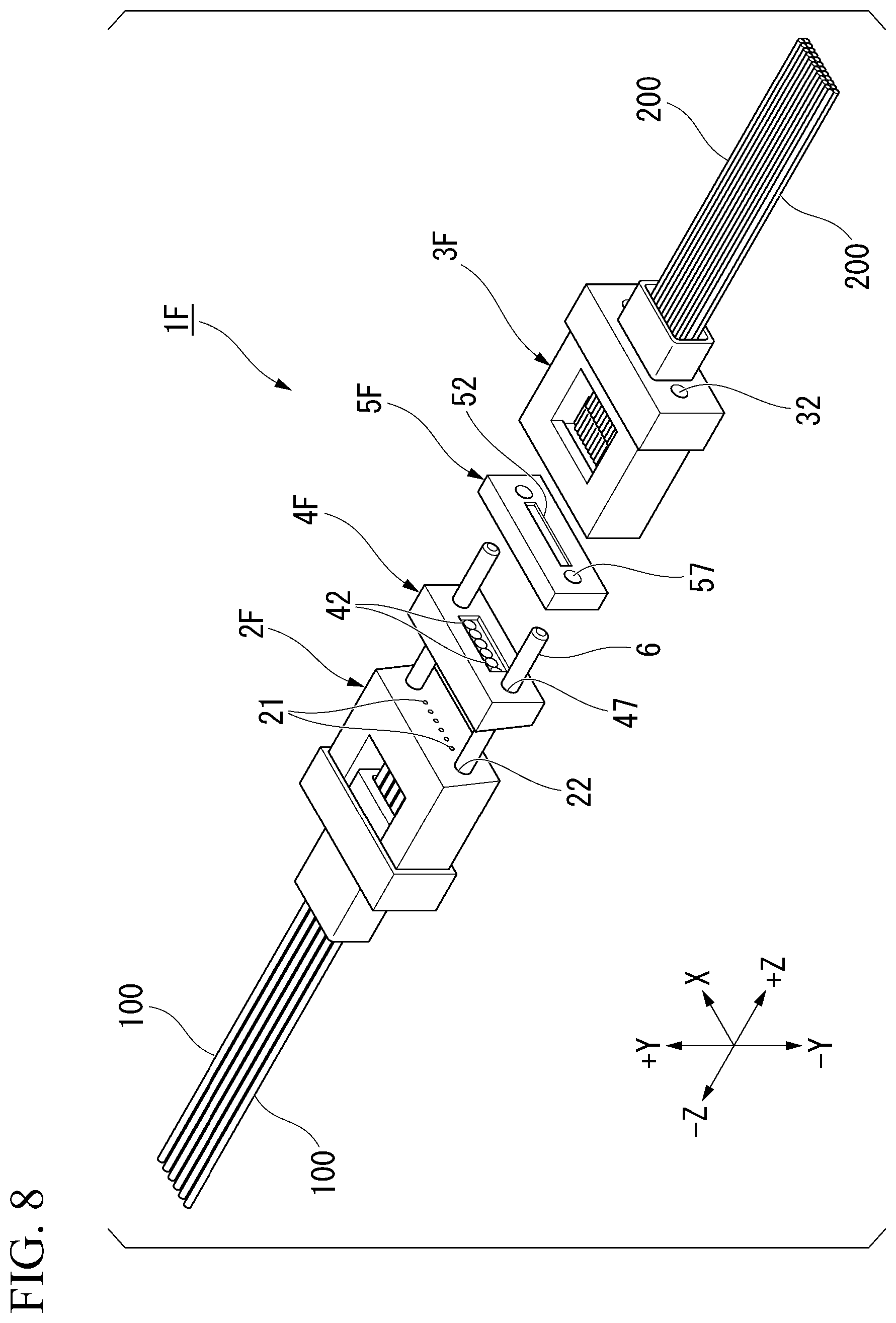 Patent US12339501 Figure 8 – Optical connection component and connector assembly
