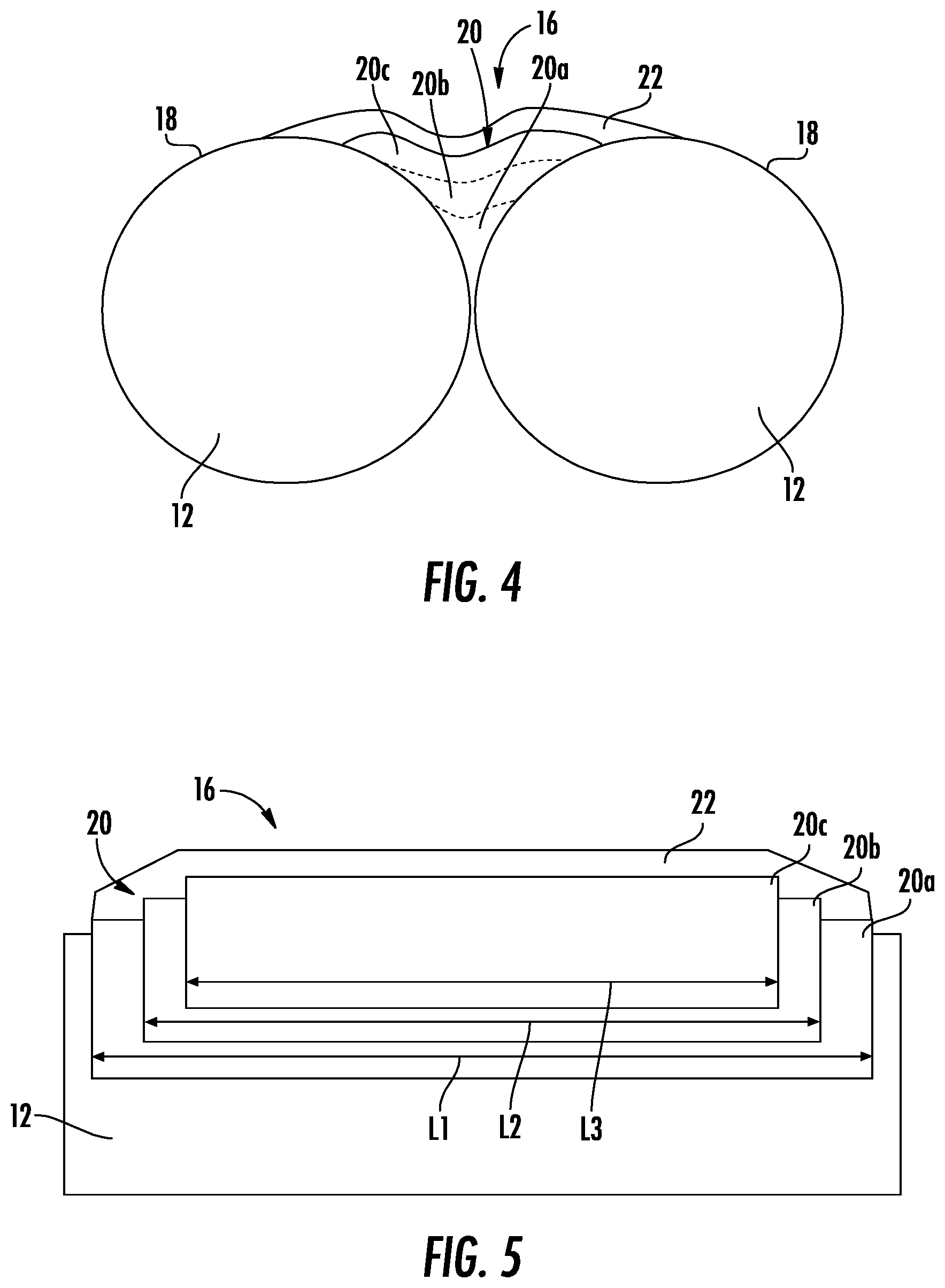 Patent US12339512 Figure 3 – Intermittently bonded ribbon having bonding regions with multiple materials