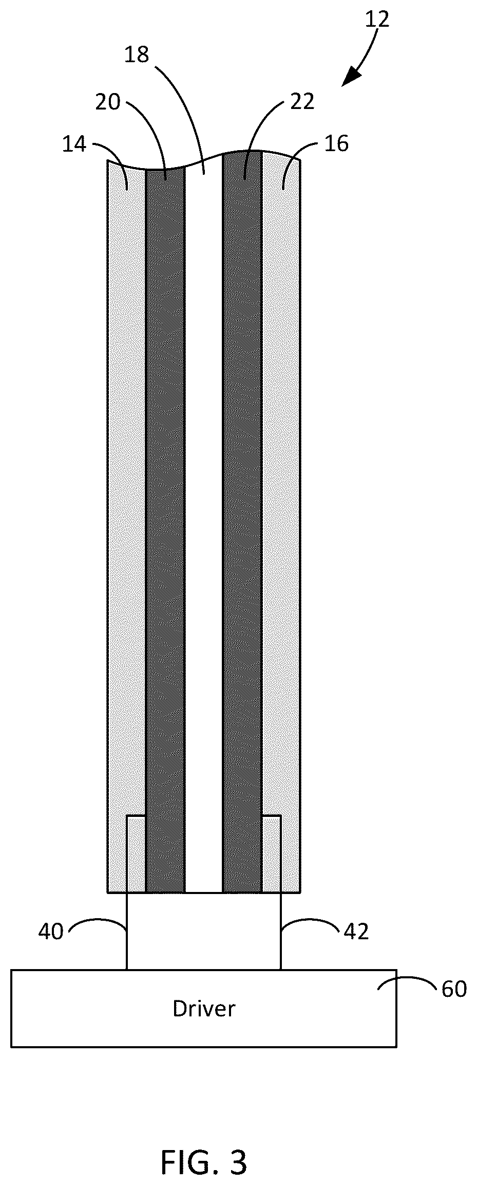 Patent US12339532 Figure 3 – Staggered driving electrical control of a plurality of electrically controllable privacy glazing structures