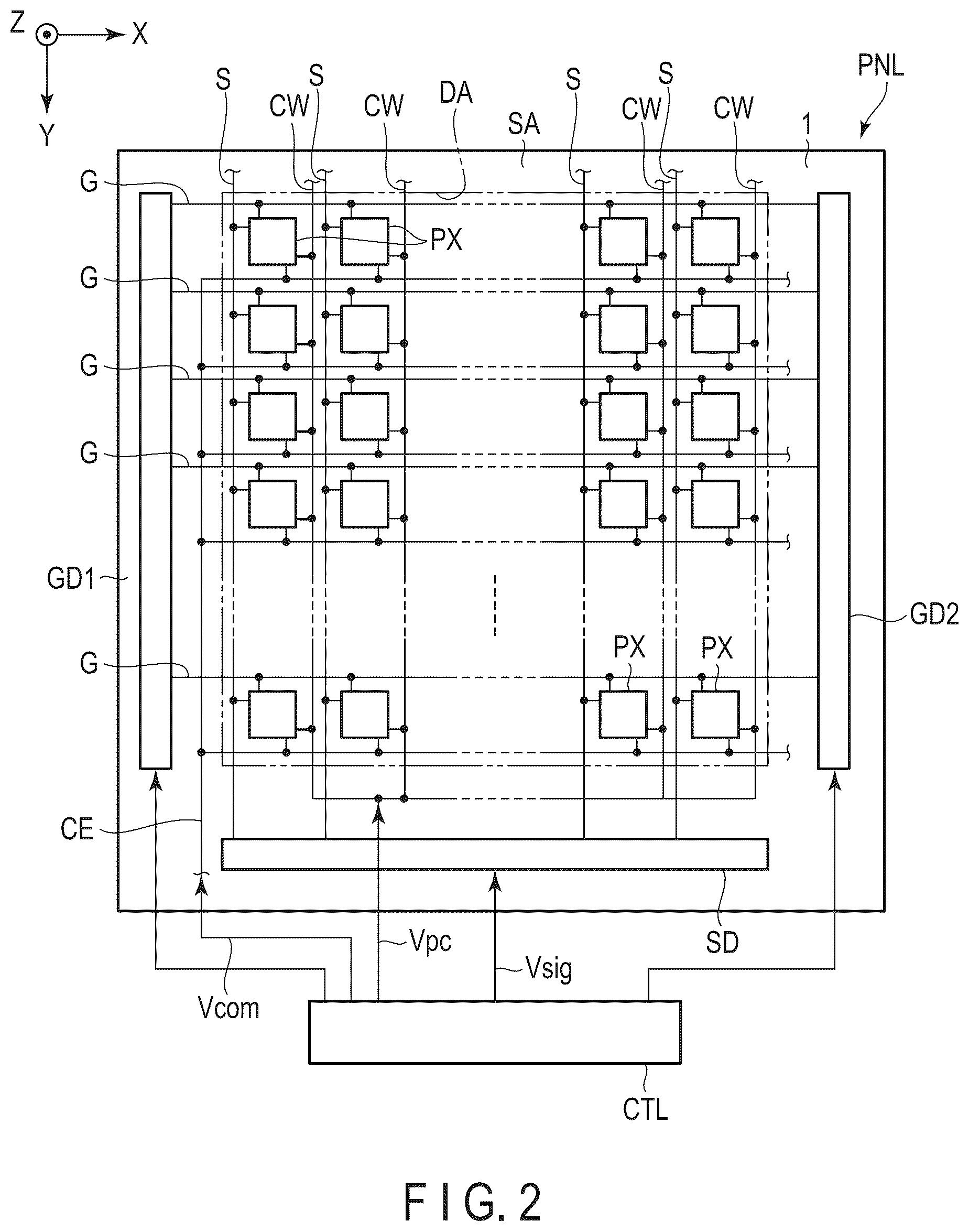 Patent US12339558 Figure 2 – Array substrate and display device