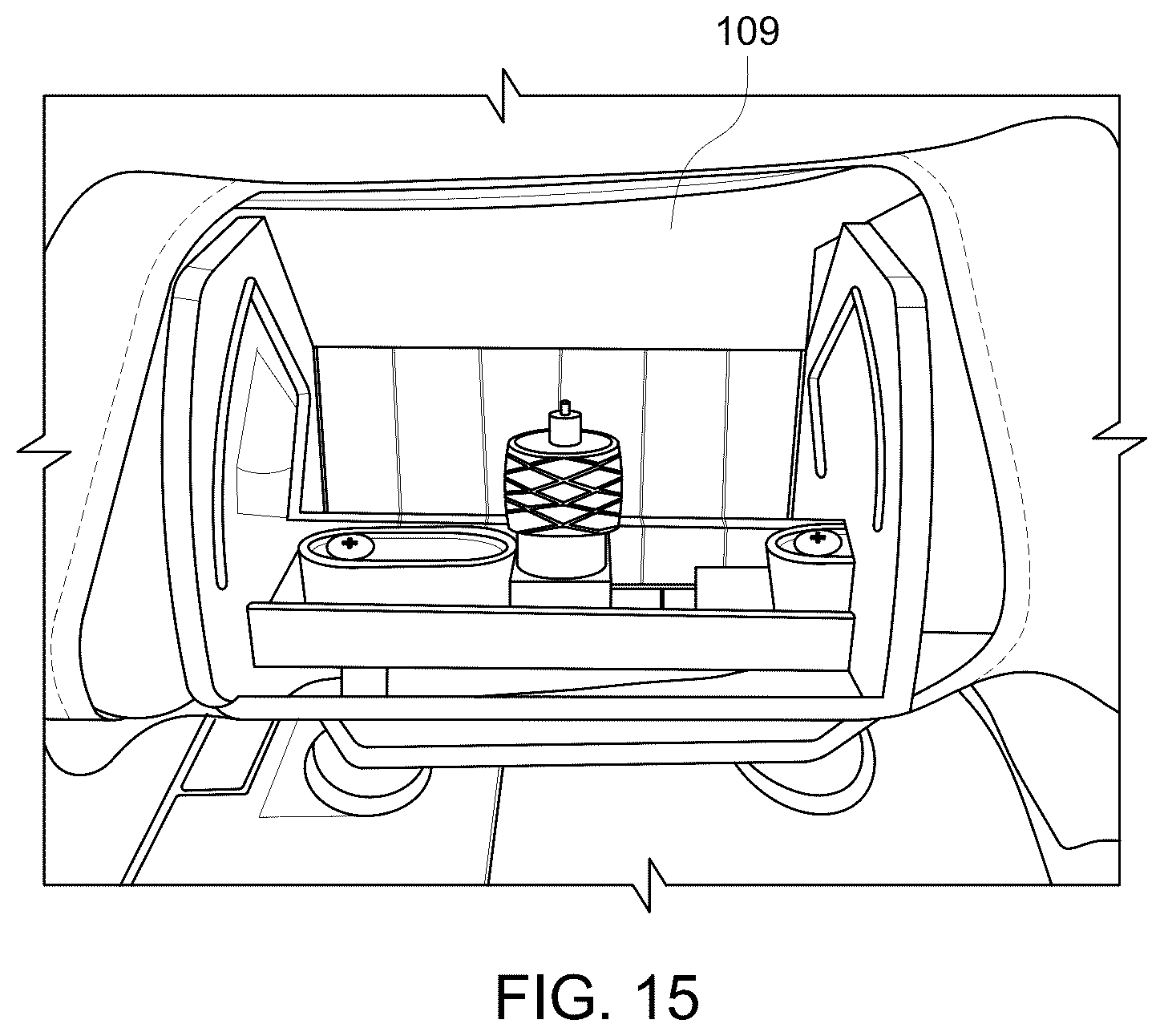 Patent US12339571 Figure 15 – Headrest projector mount and content delivery system