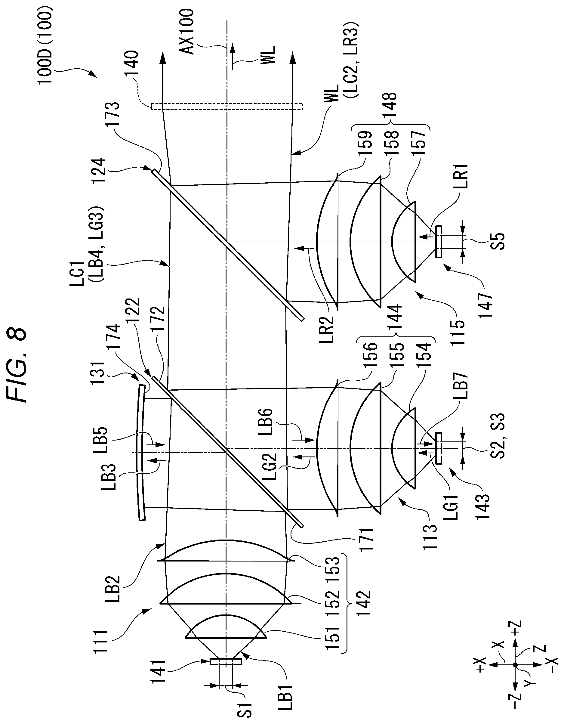 Patent US12339573 Figure 8 – Light source device and projector