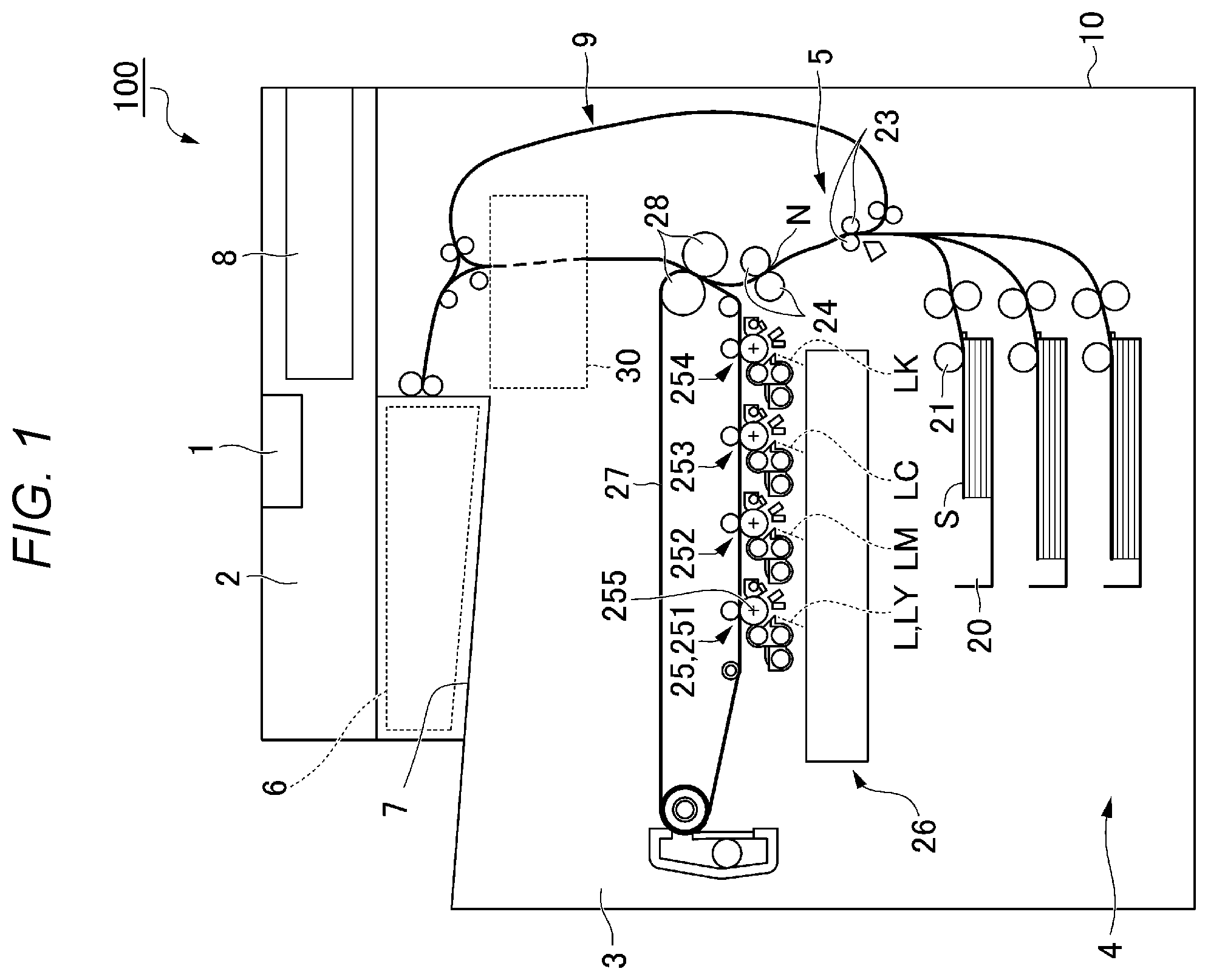 Patent US12339612 Figure 1 – Image forming apparatus with controller for adjusting power supplied to heating element of fixing device based on cumulative prior use metric