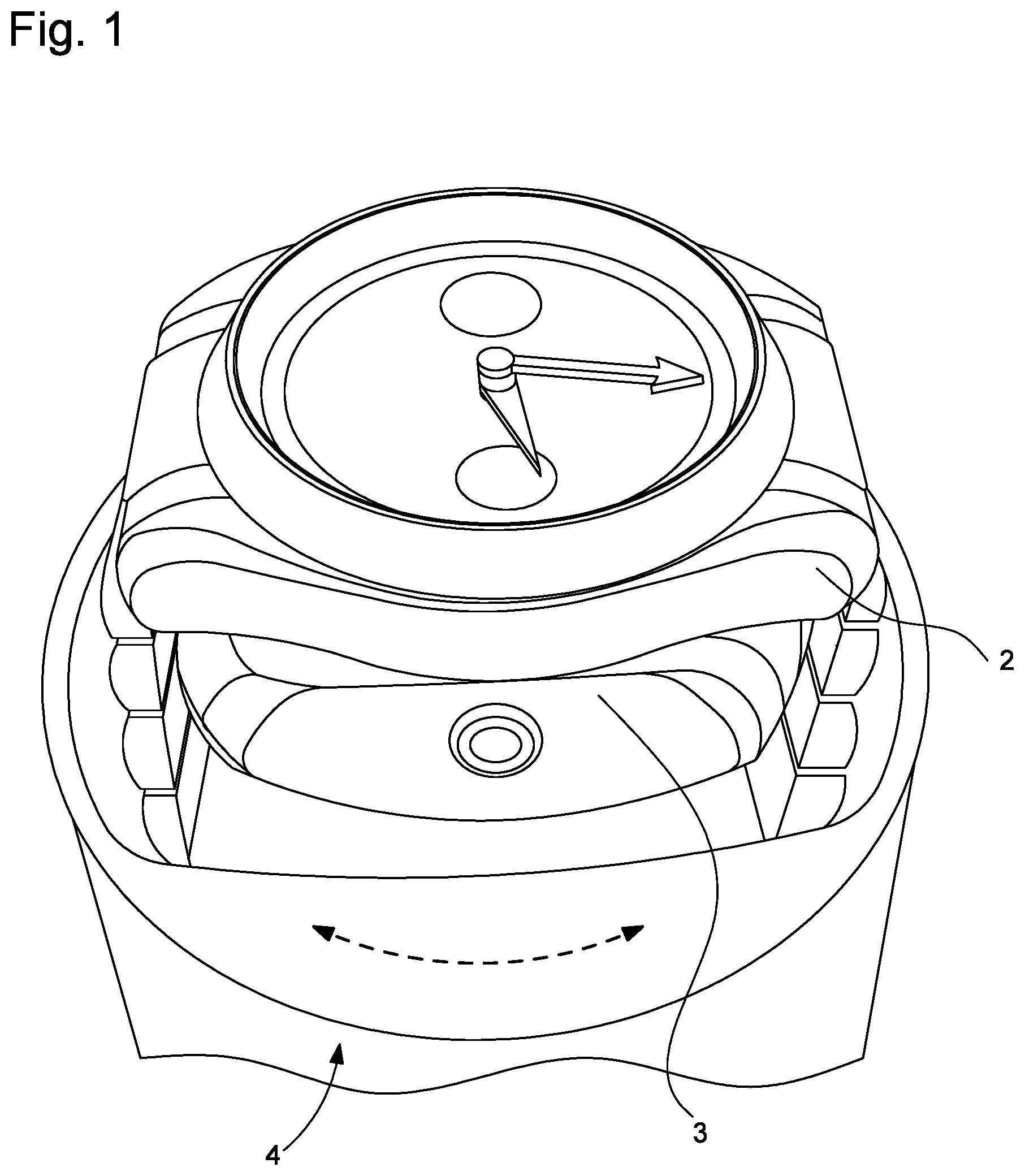 Patent US12339623 Figure 1 – Device and method for adjusting the rate and correcting the state of display of a watch