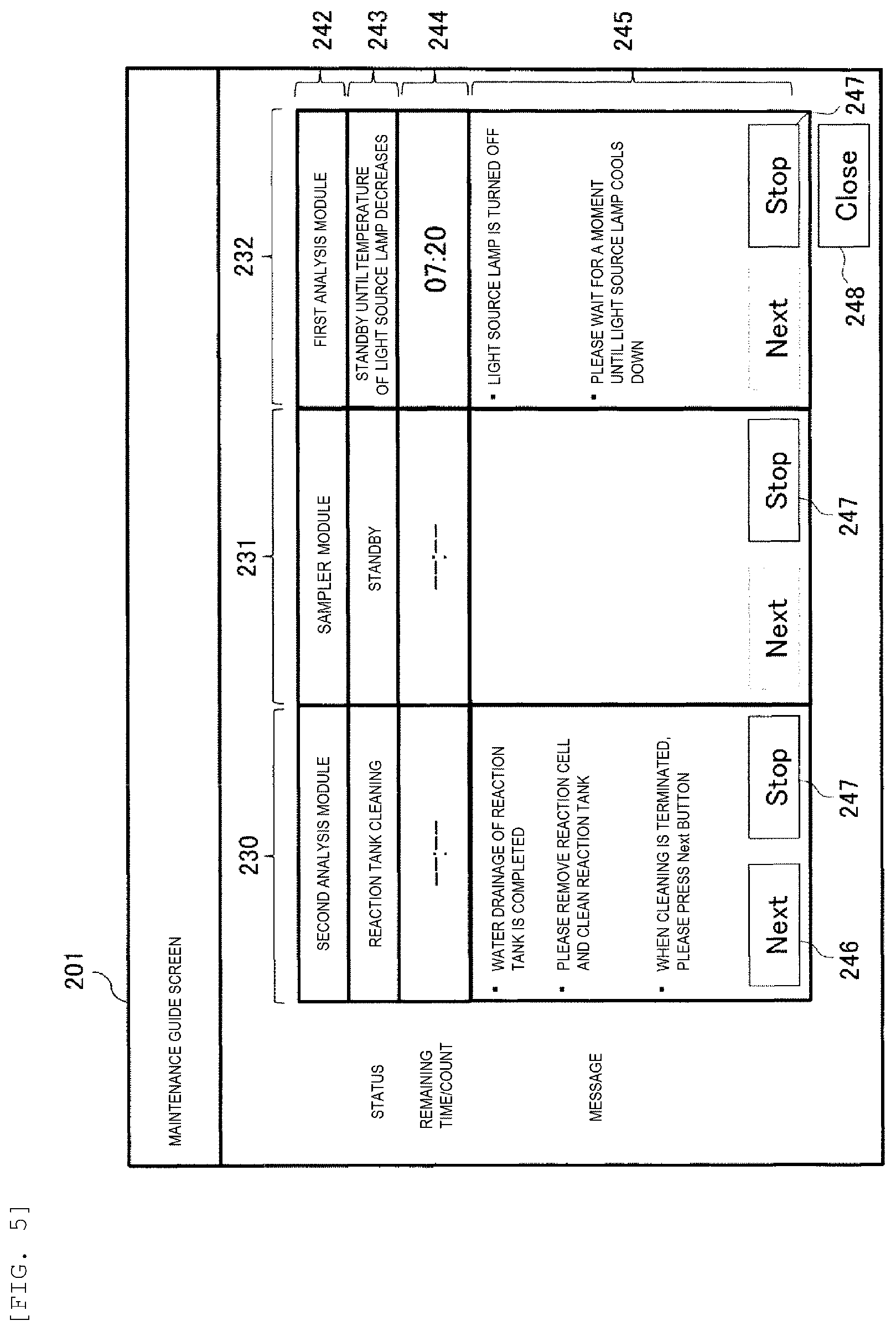 Patent US12339655 Figure 5 – Automatic analysis device and maintenance guide method in automatic analysis device