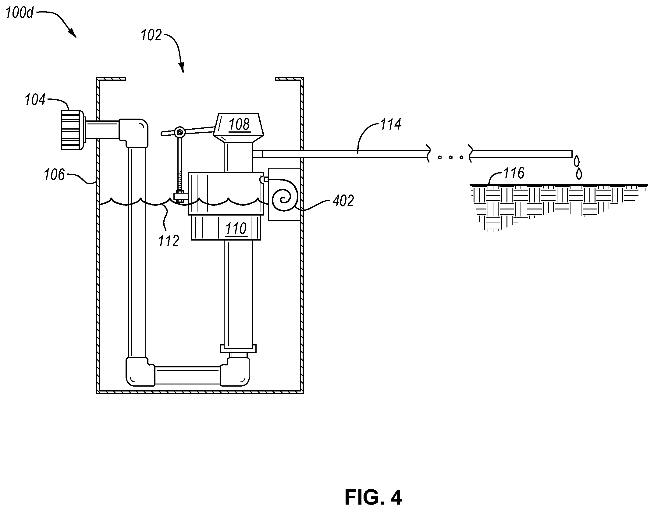 Patent US12339683 Figure 4 – Fluid flow control based on a liquid level in a container