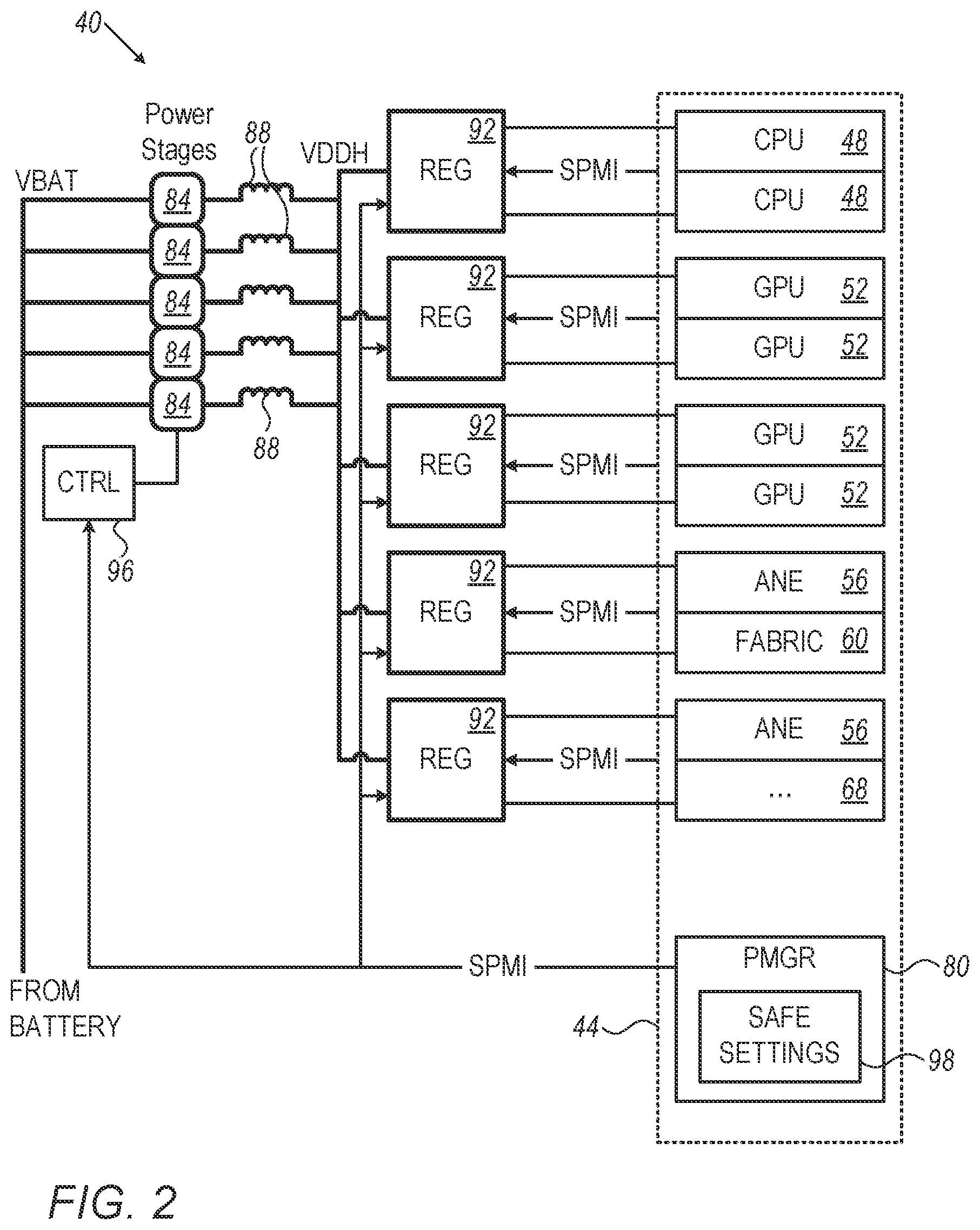 Patent US12339684 Figure 2 – System-on-chip with power supply mode having reduced number of phases