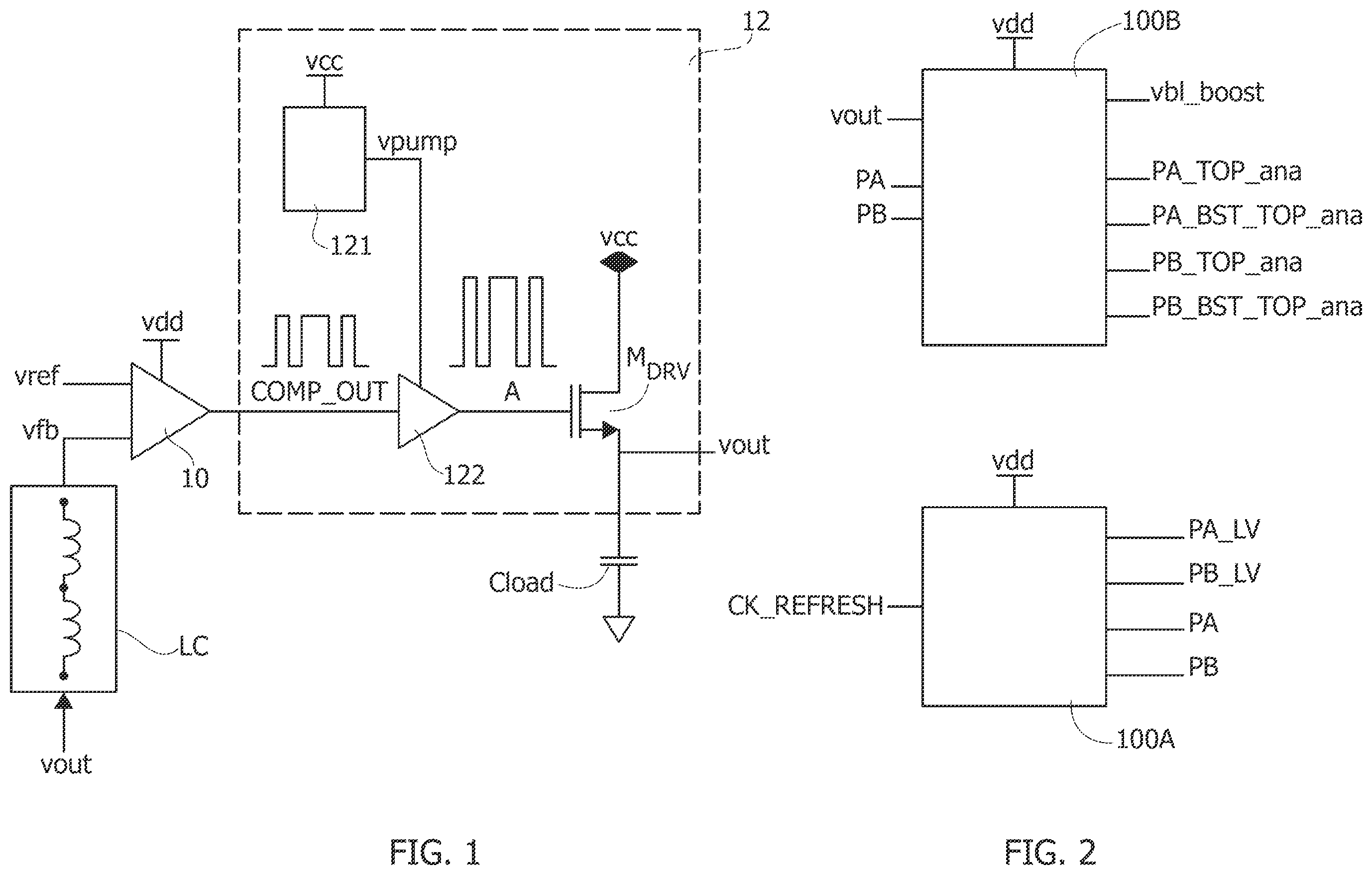 Patent US12339691 Figure 1 – Low drop-out regulator circuit, corresponding device and method