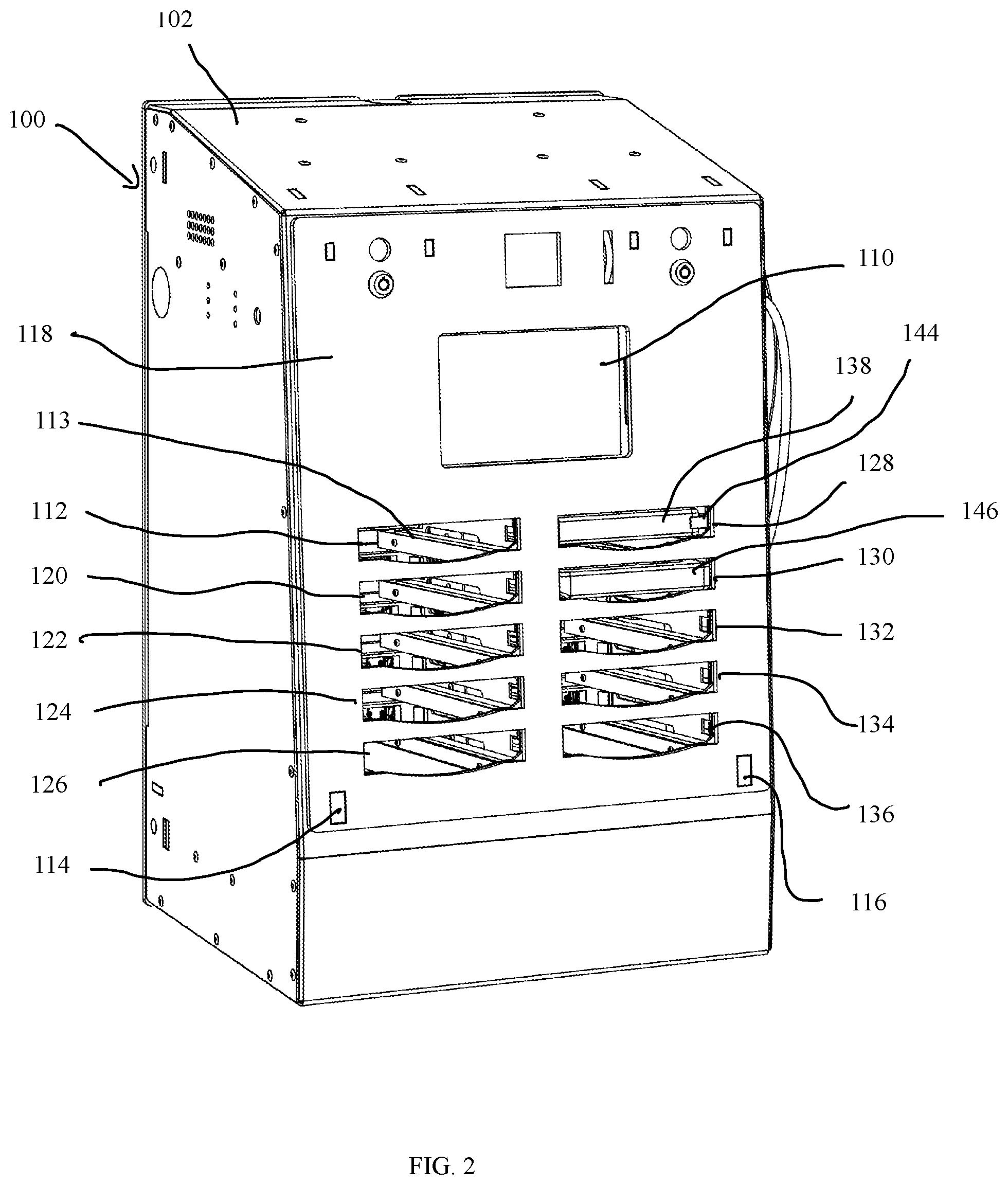 Patent US12339712 Figure 2 – Storage and charging system for locking and dispensing tablets