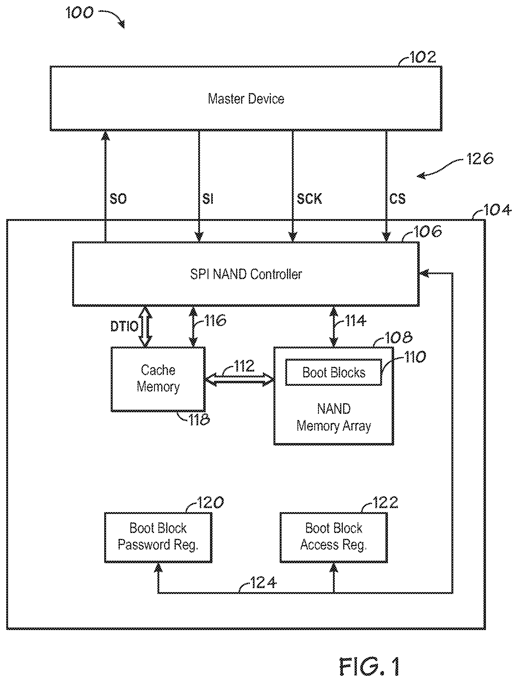 Patent US12339788 Figure 1 – Block or page lock features in serial interface memory