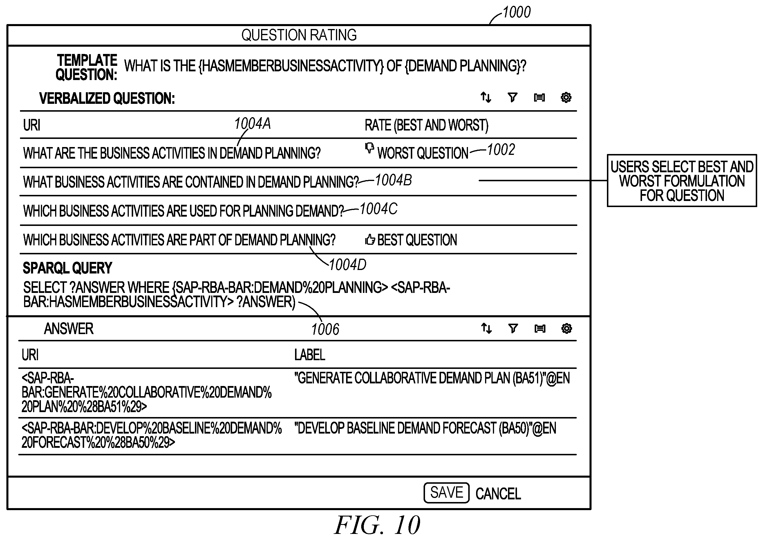 Patent US12339881 Figure 10 – Question-answer reference data set generation for artificial intelligence