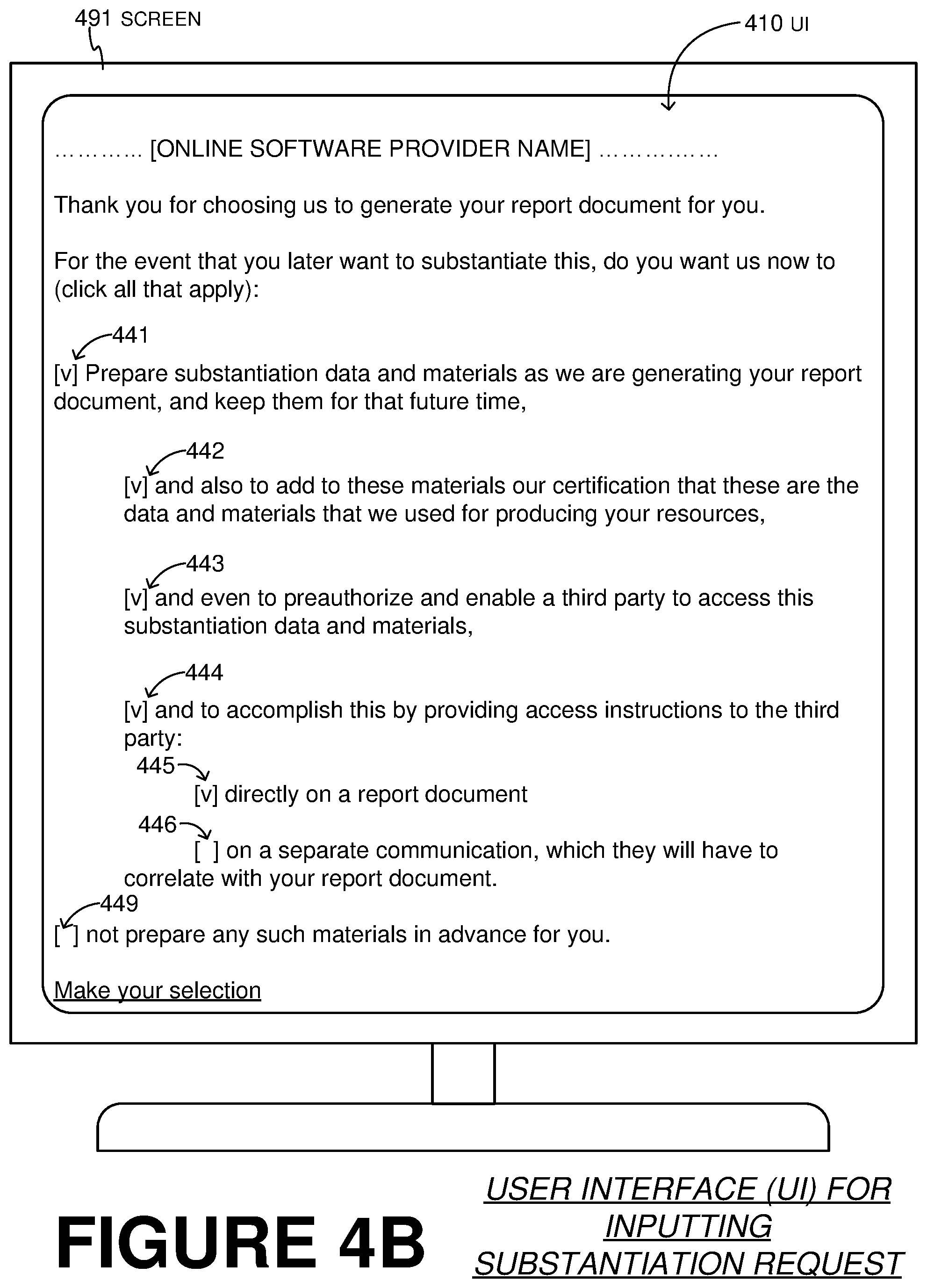 Patent US12339911 Figure 5 – Online software platform (OSP) deriving resources, producing report document about them, and creating gallery with data substantiating the report document for viewing by third party