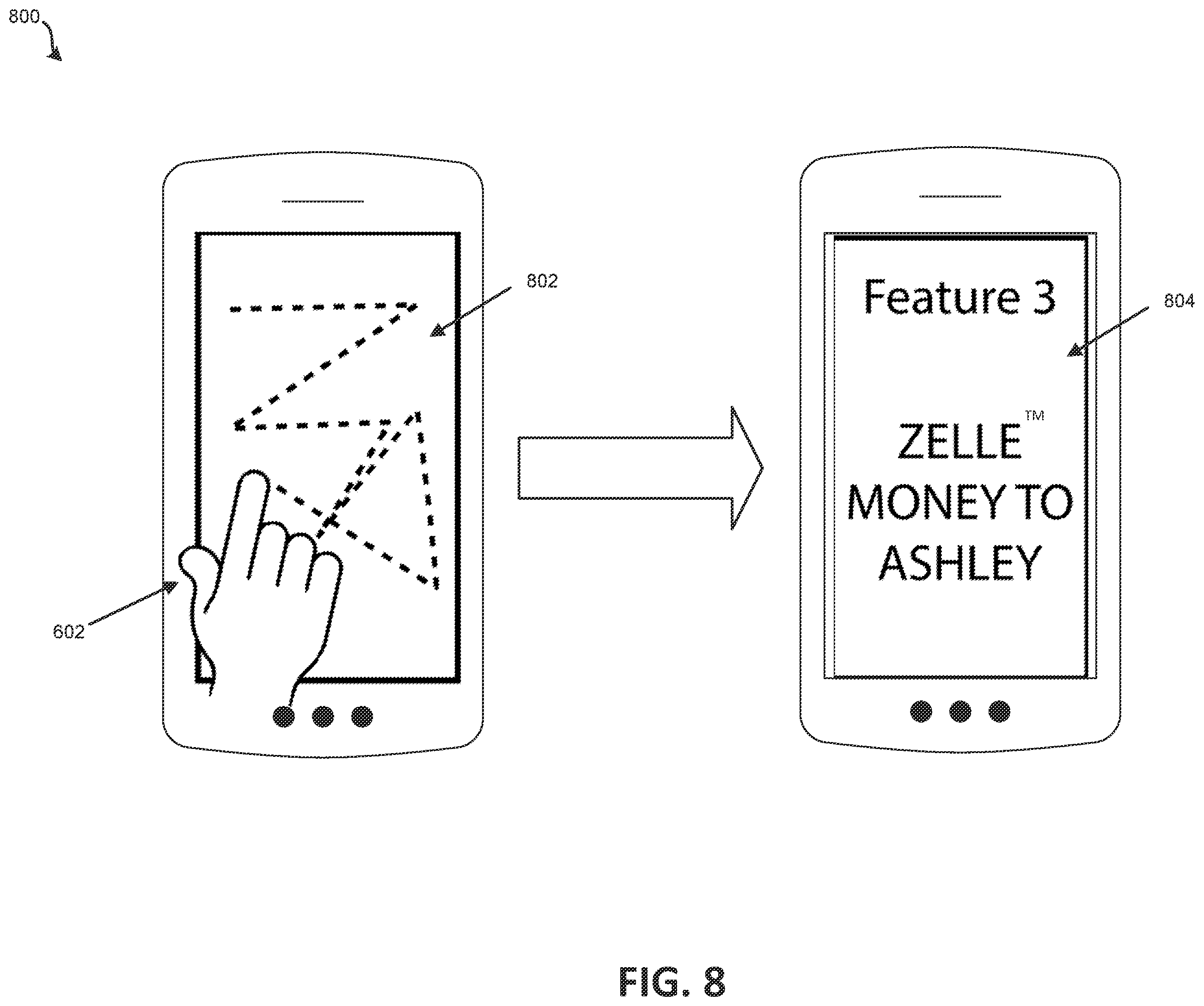 Patent US12339944 Figure 8 – Direct access authentication using gestures