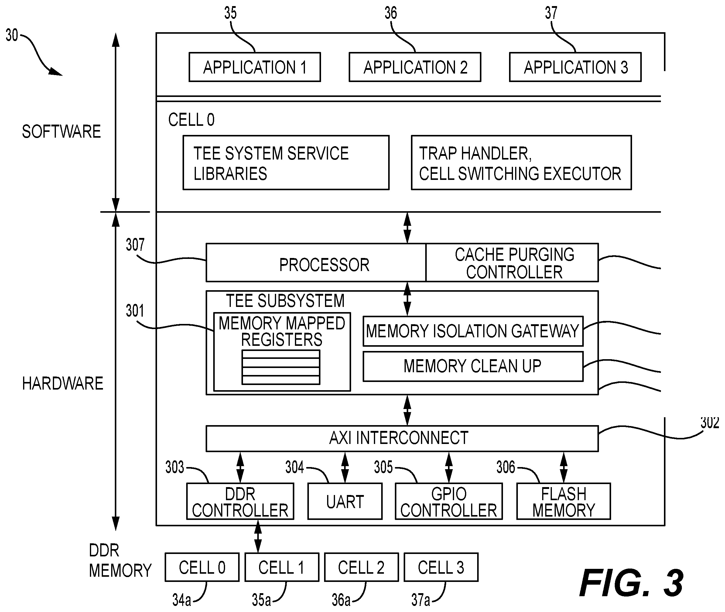 Patent US12339954 Figure 3 – Hybrid device with trusted execution environment