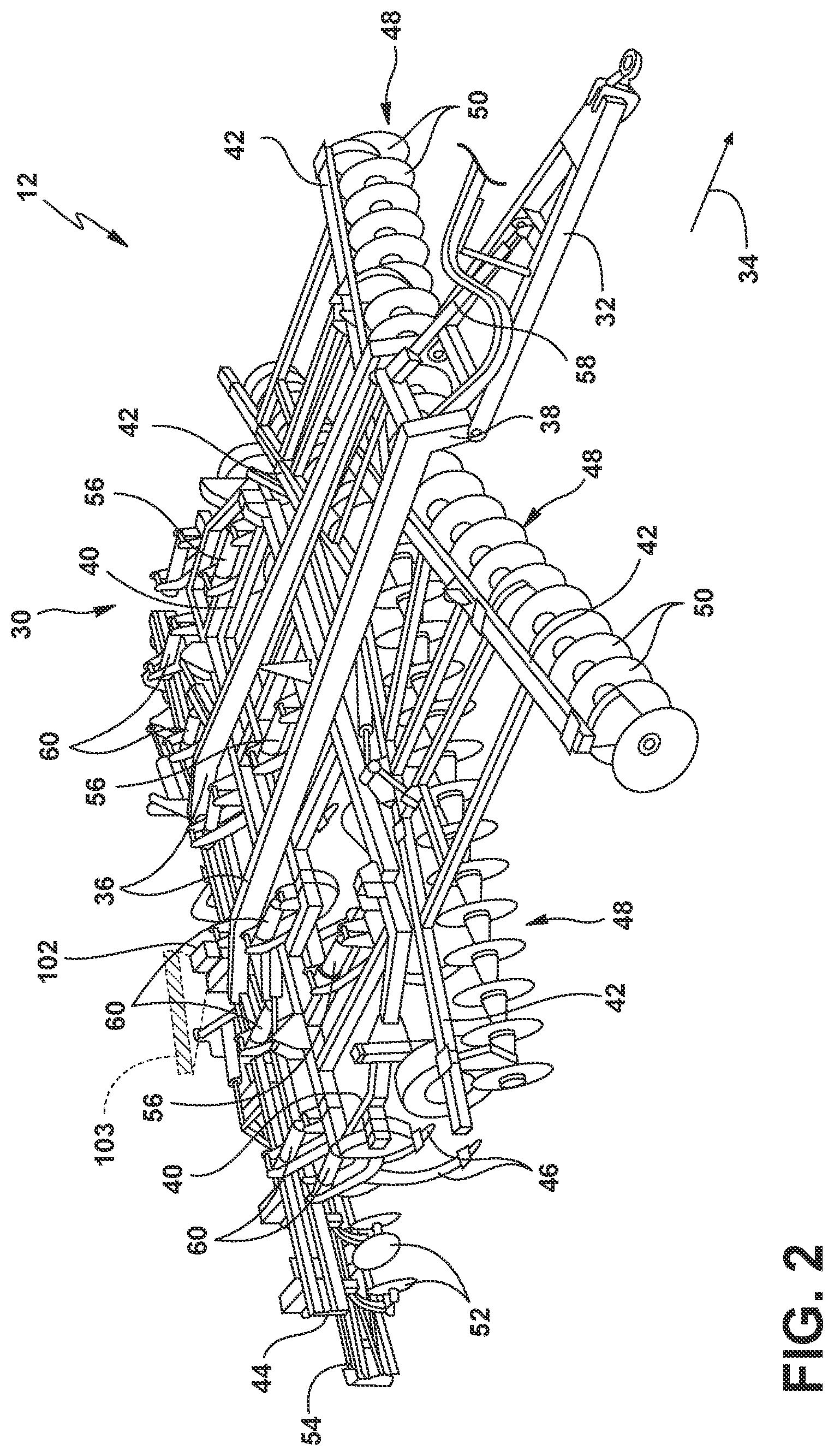 Patent US12342744 Figure 2 – System and method for detecting ground-engaging tool plugging on an agricultural implement
