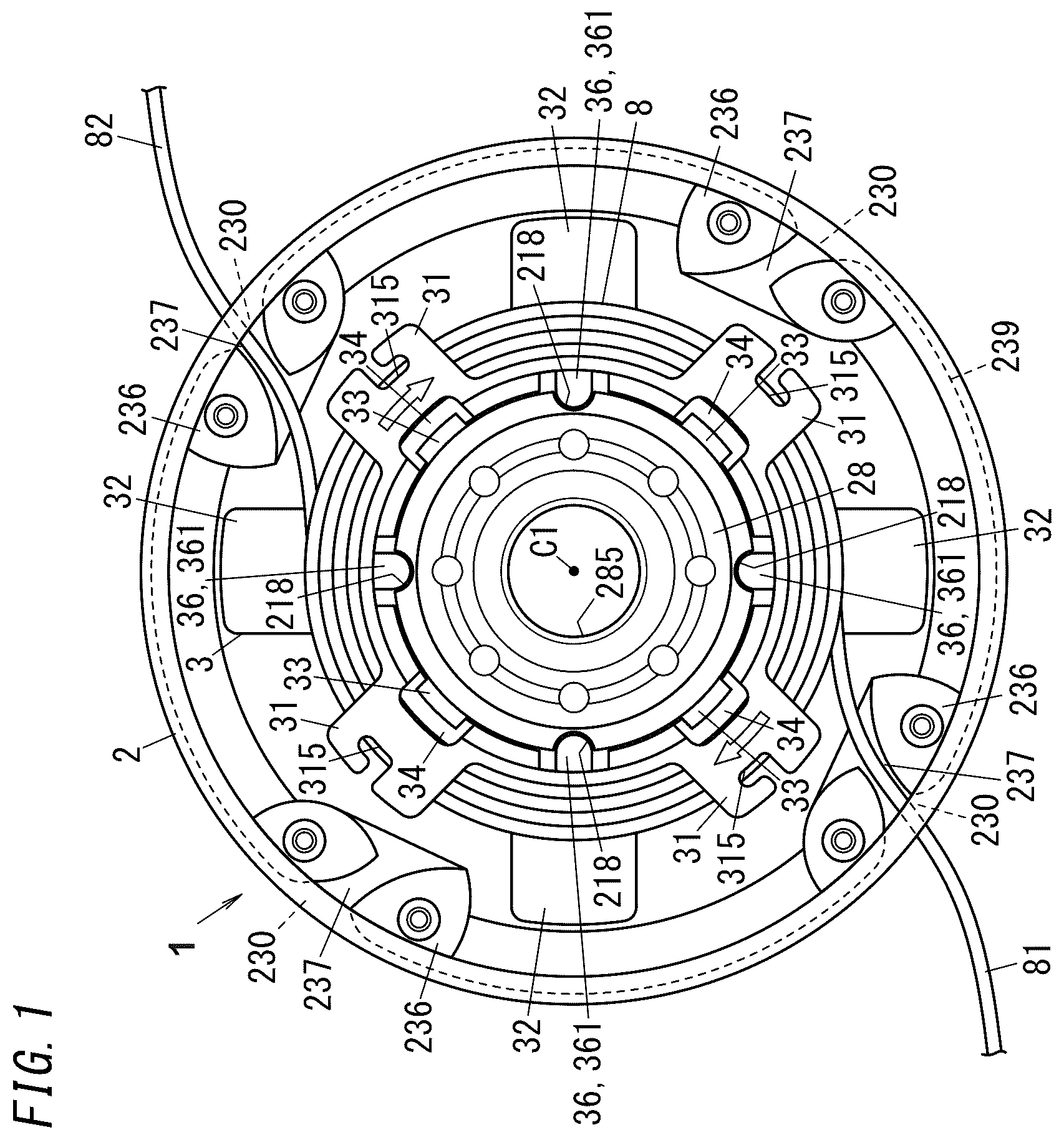 Patent US12342753 Figure 1 – Rotator, brush cutter, and bobbin