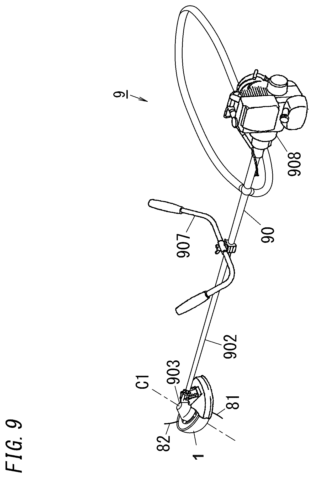 Patent US12342753 Figure 9 – Rotator, brush cutter, and bobbin