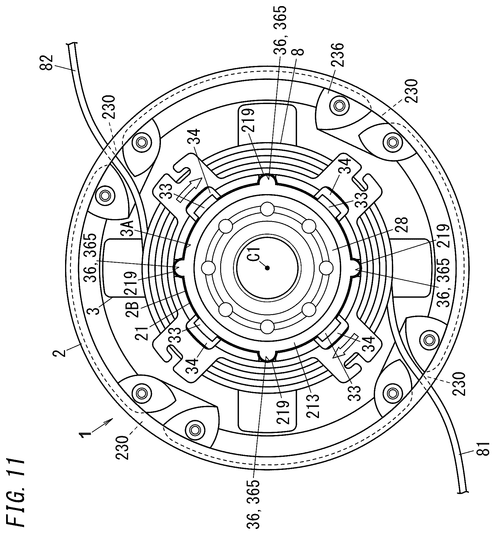 Patent US12342753 Figure 11 – Rotator, brush cutter, and bobbin